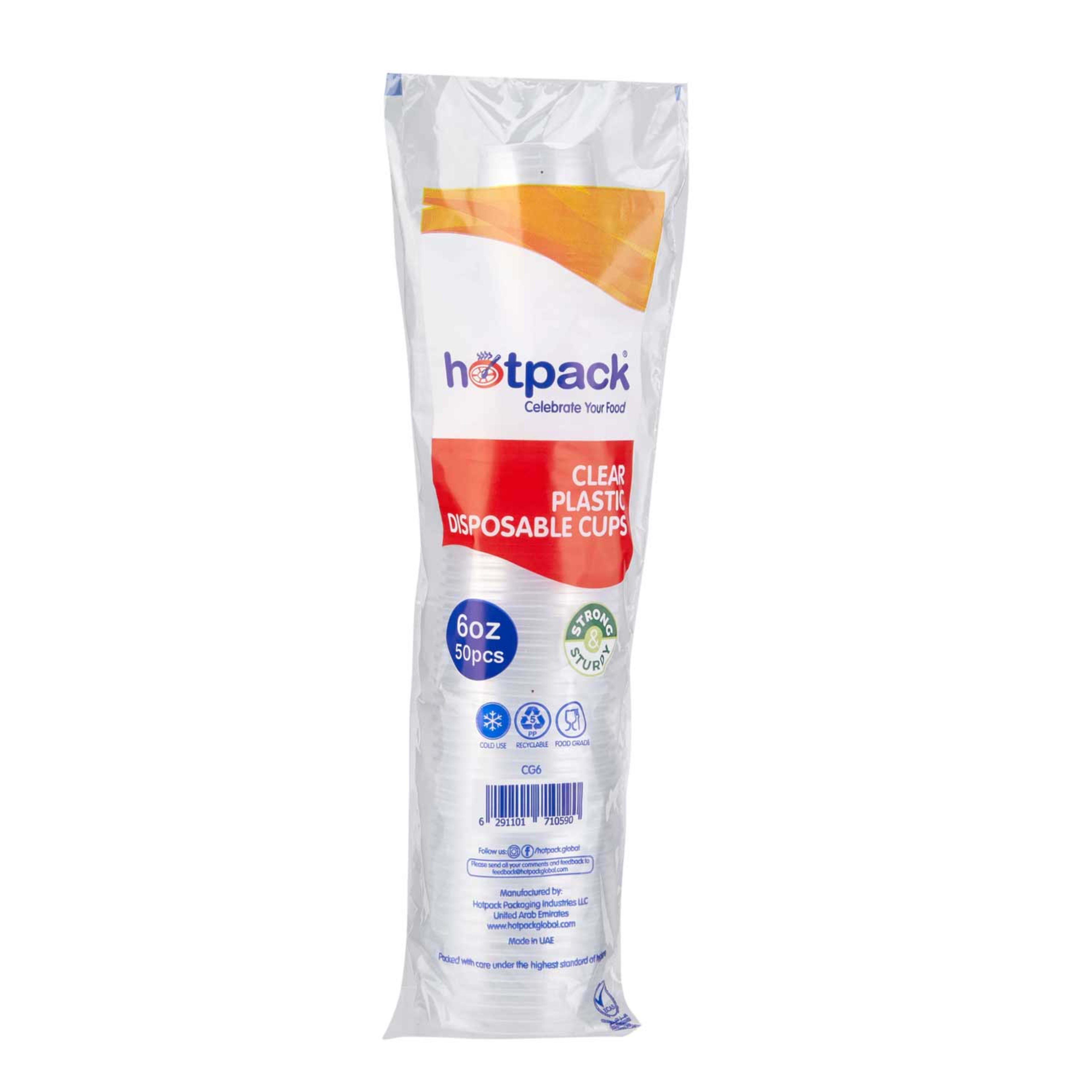 Hotpack Plastic Disposable Cups 6oz 50pcs 2+1free