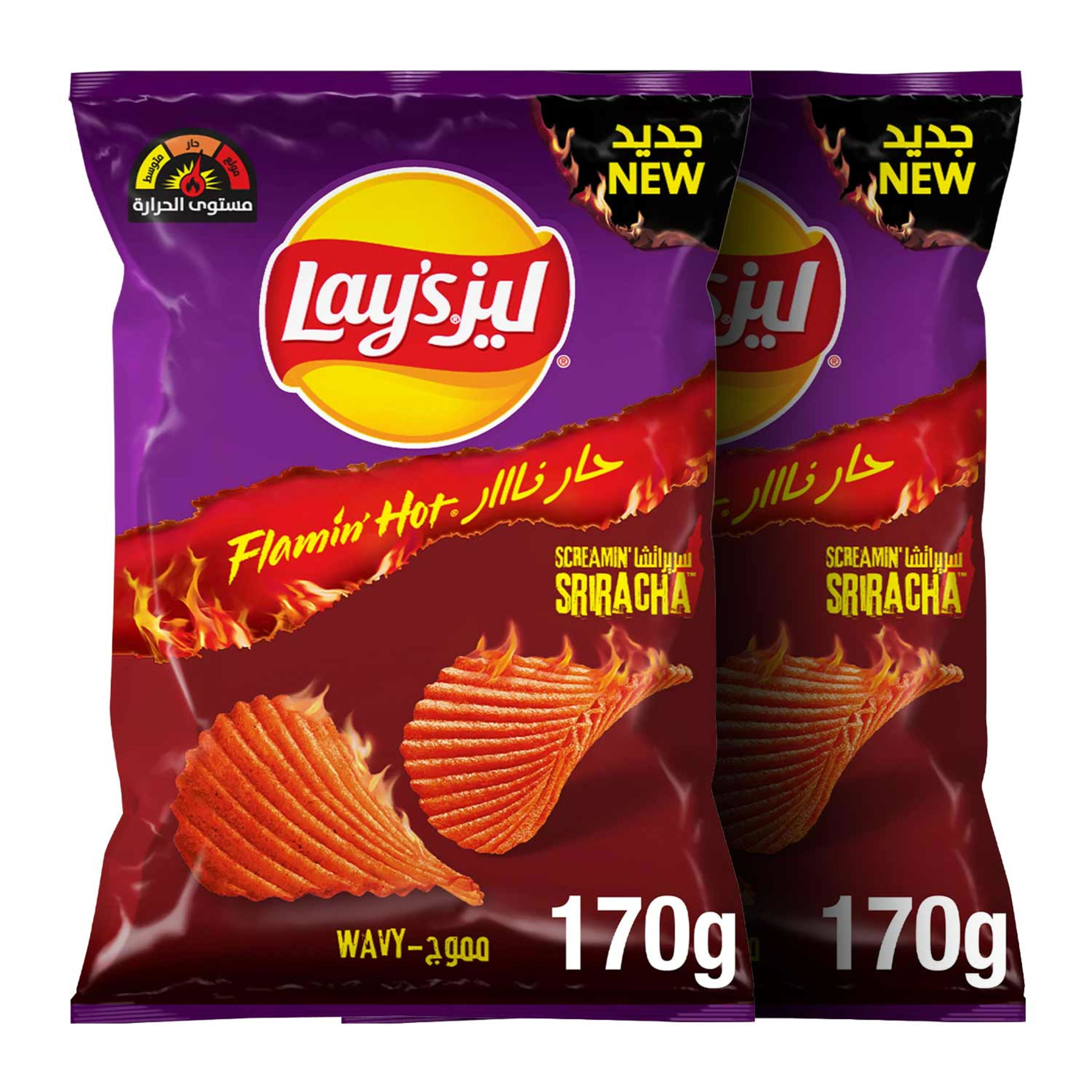 Lay's Flamin Hot Screamin Sriracha Wavy Potato Chips 2x170gm Promo