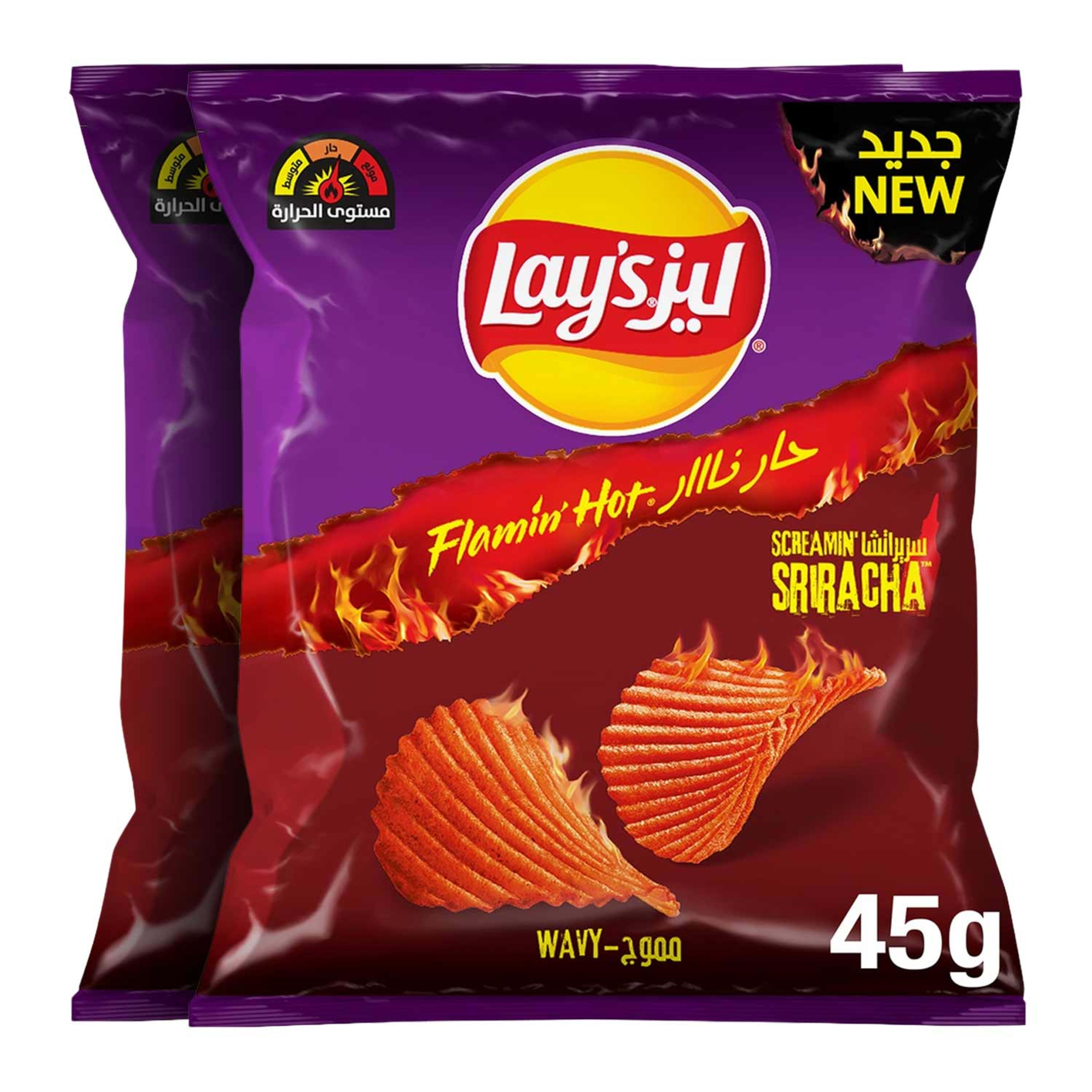 Lay's Flamin Hot Screamin Sriracha Wavy Potato Chips 2x45gm Promo
