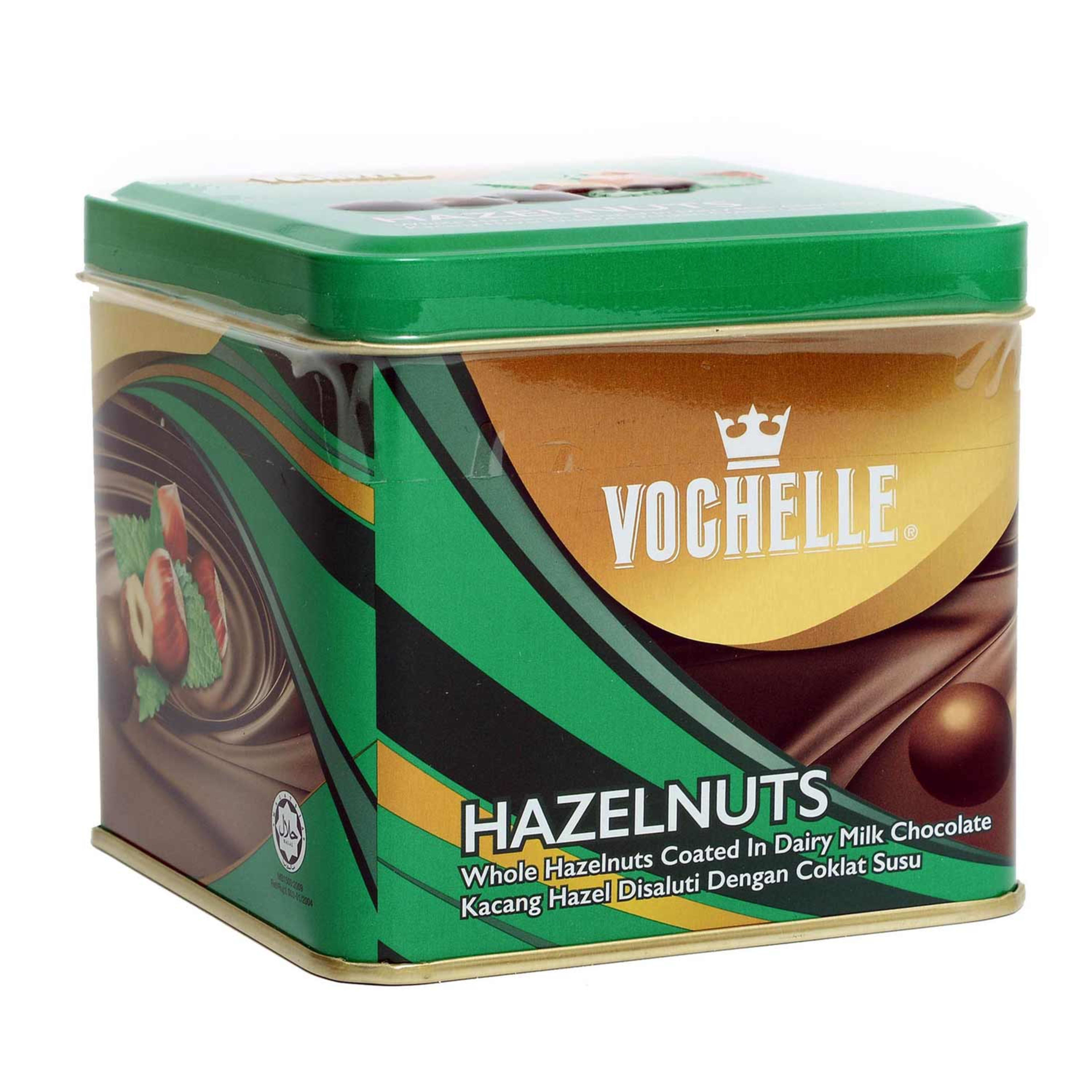 Vochelle Chocolate Coated Hazelnuts Tin 180gm