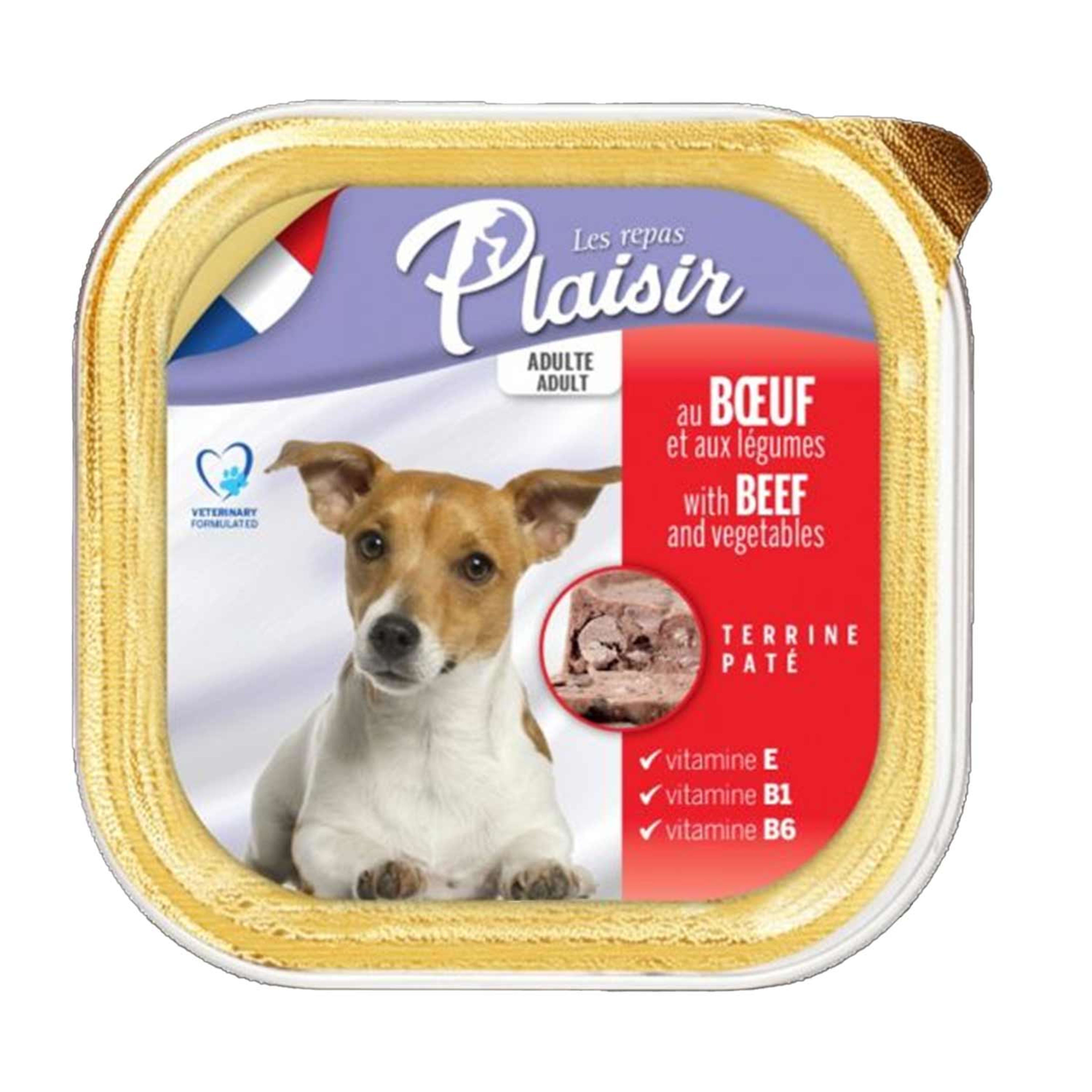 Plaisir Dogs Pate W/ Beef & Vegetables (tray) 300gm