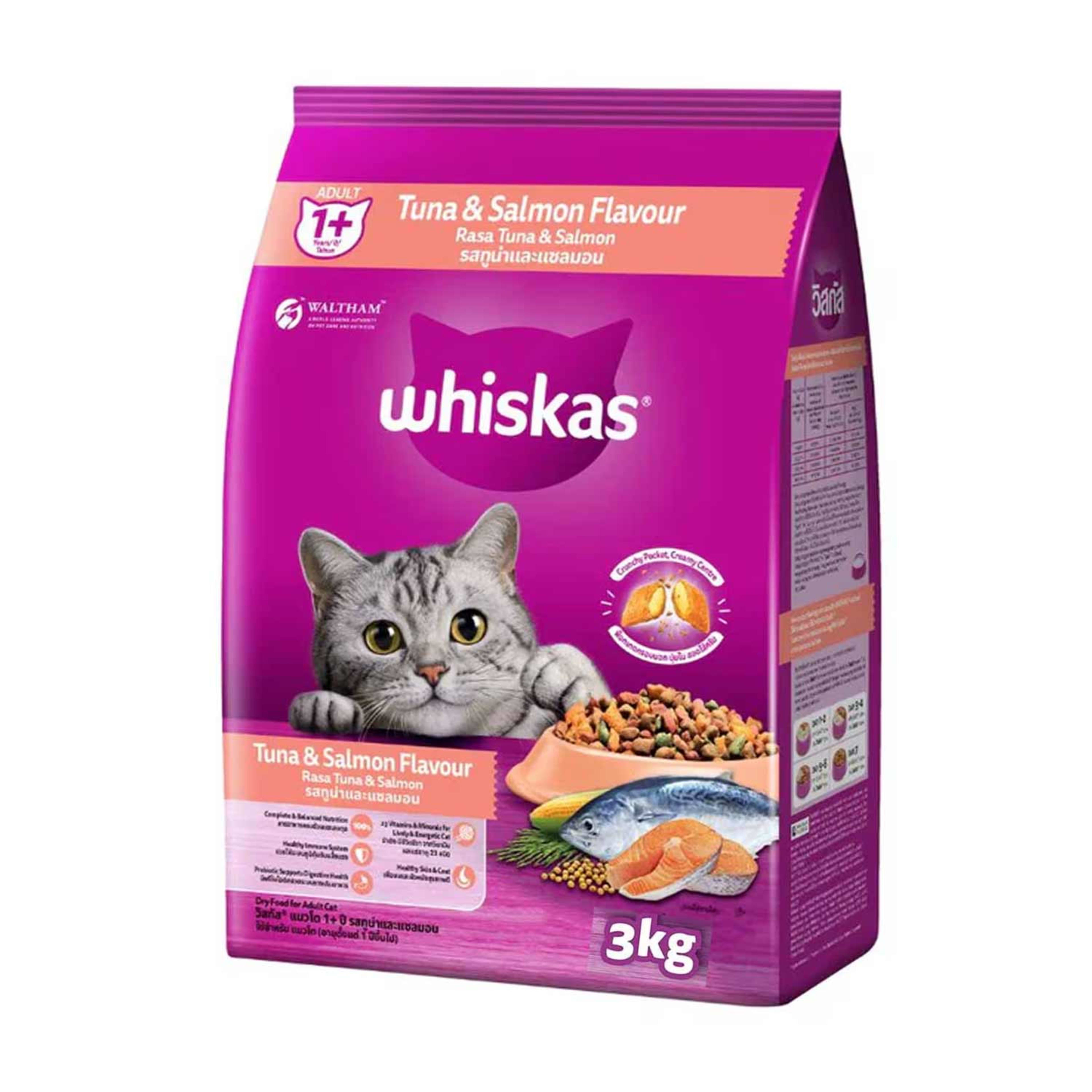 Whiskas Adult 1+ Years Tuna & Salmon Flavour Cat Food 3kg