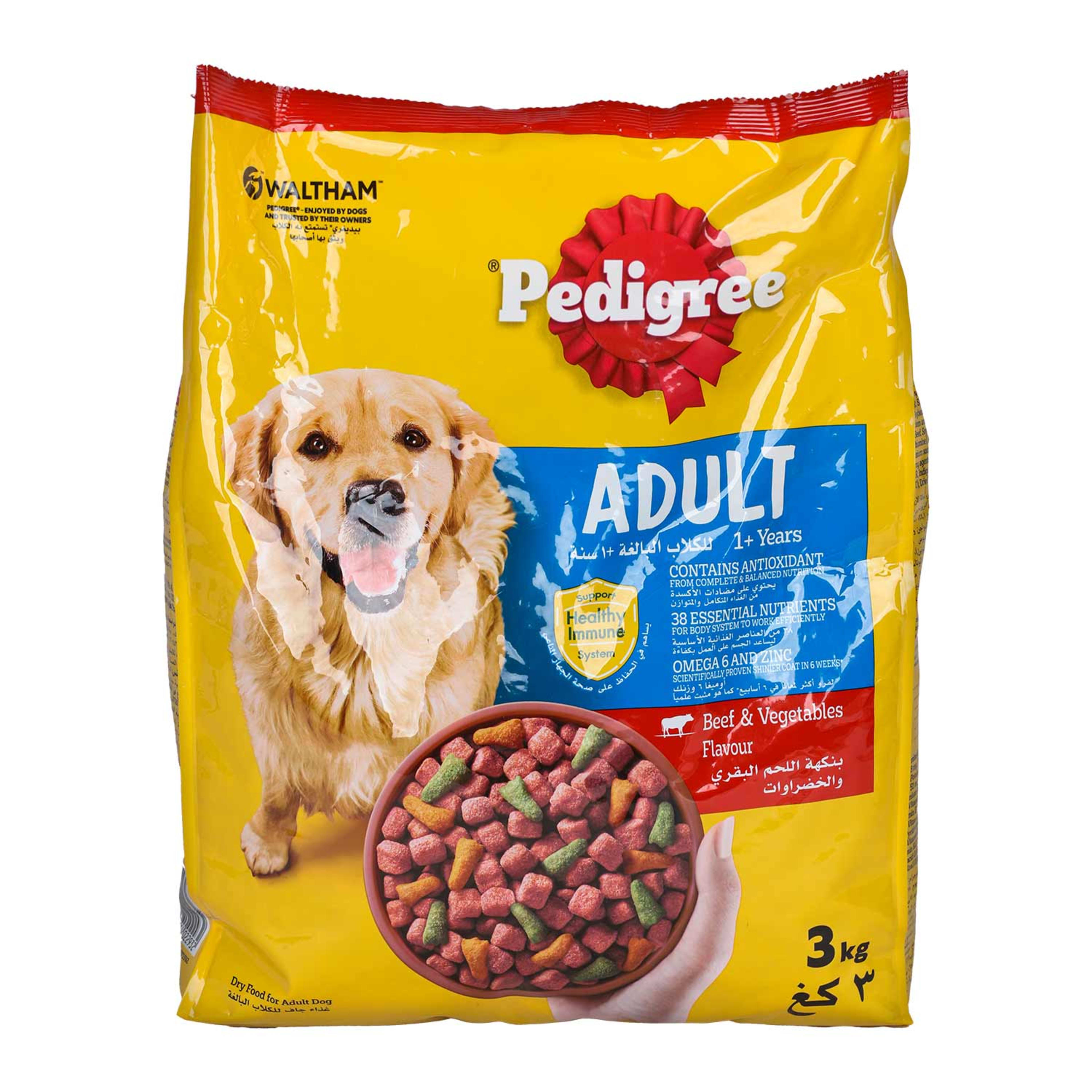 Pedigree Adult Complete Nutrition Beef Flavor 3.2kg/3kg