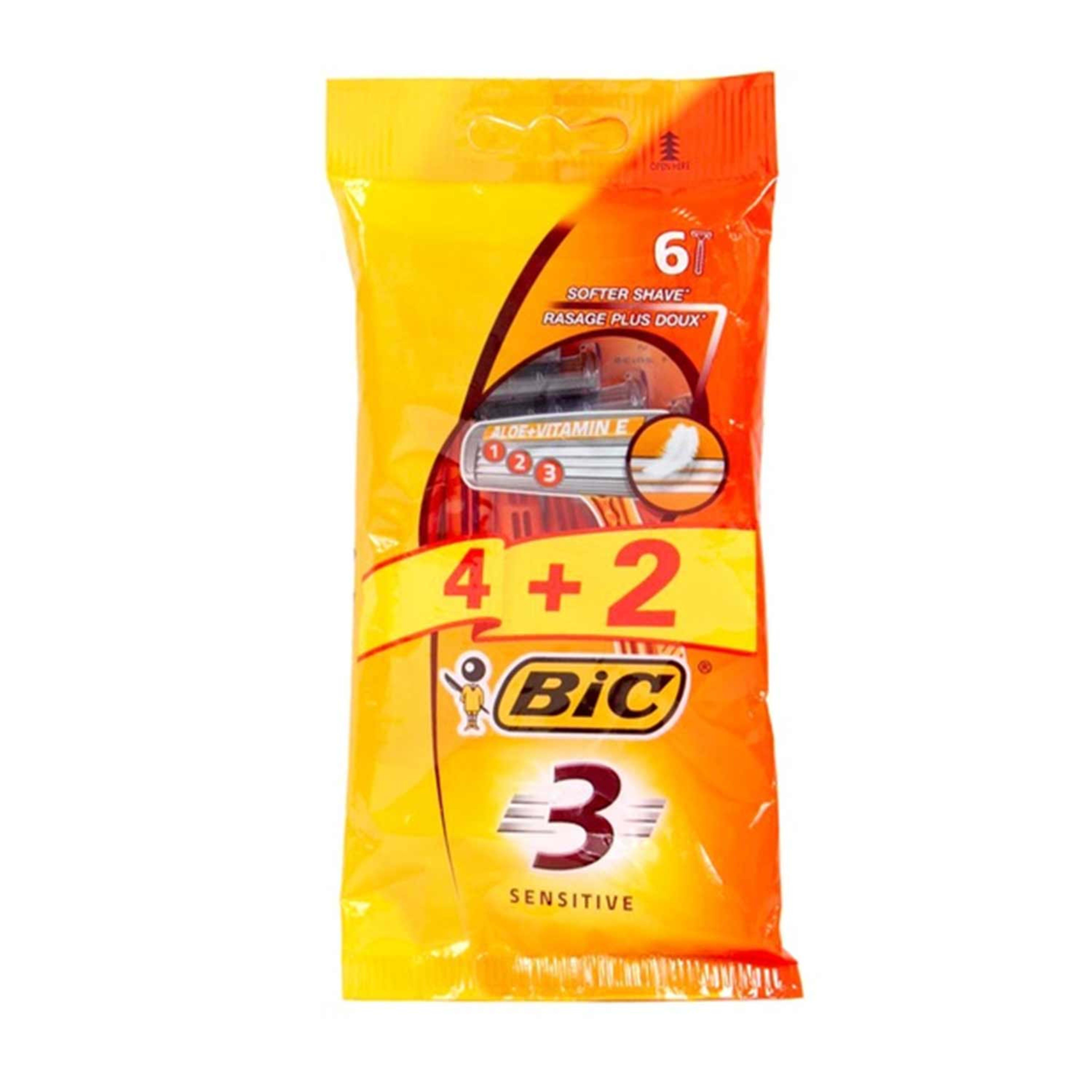 Bic 3 Sensitive Disposable Razors 4+2 #bc005-001