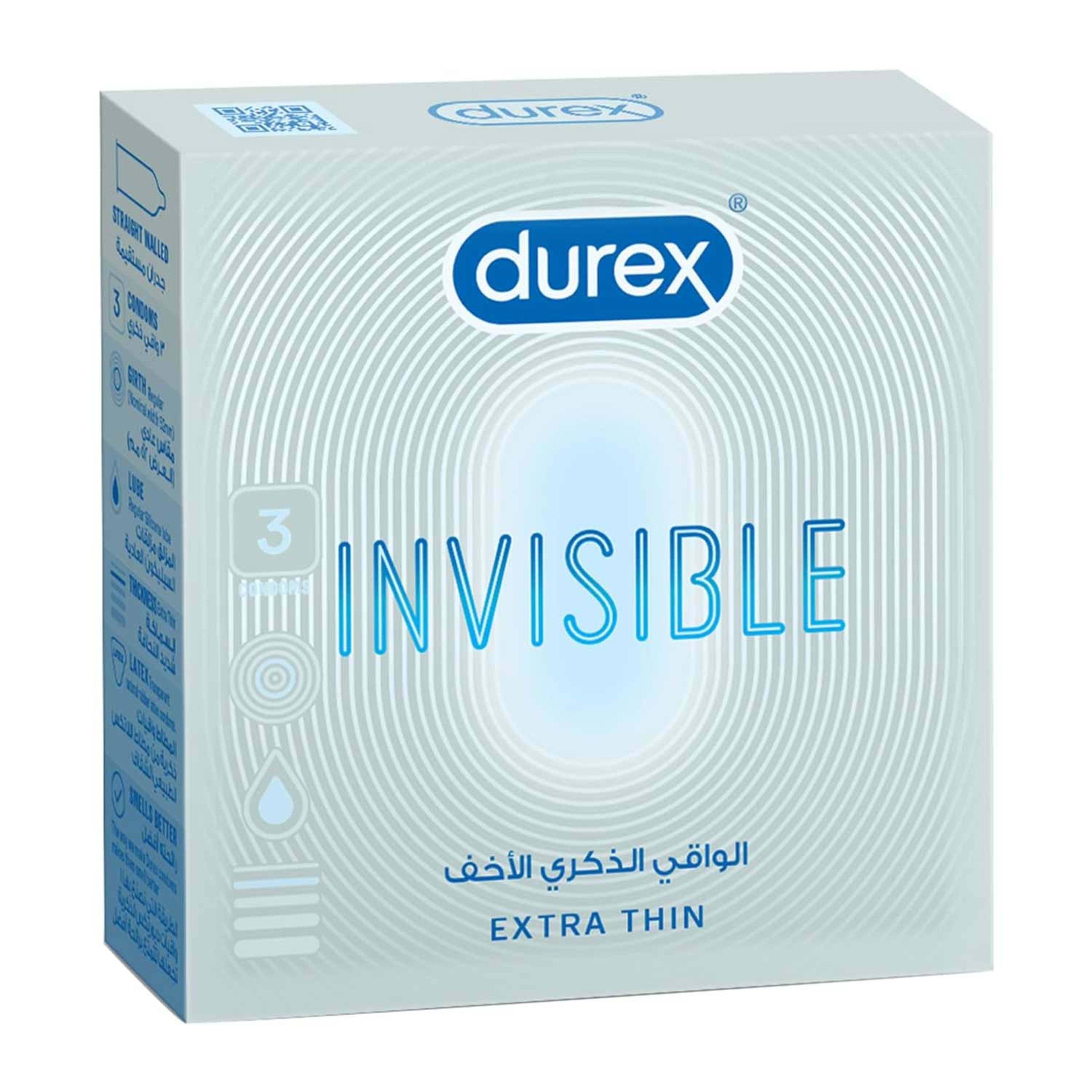 Durex Invisible Extra Thin Condoms 3's
