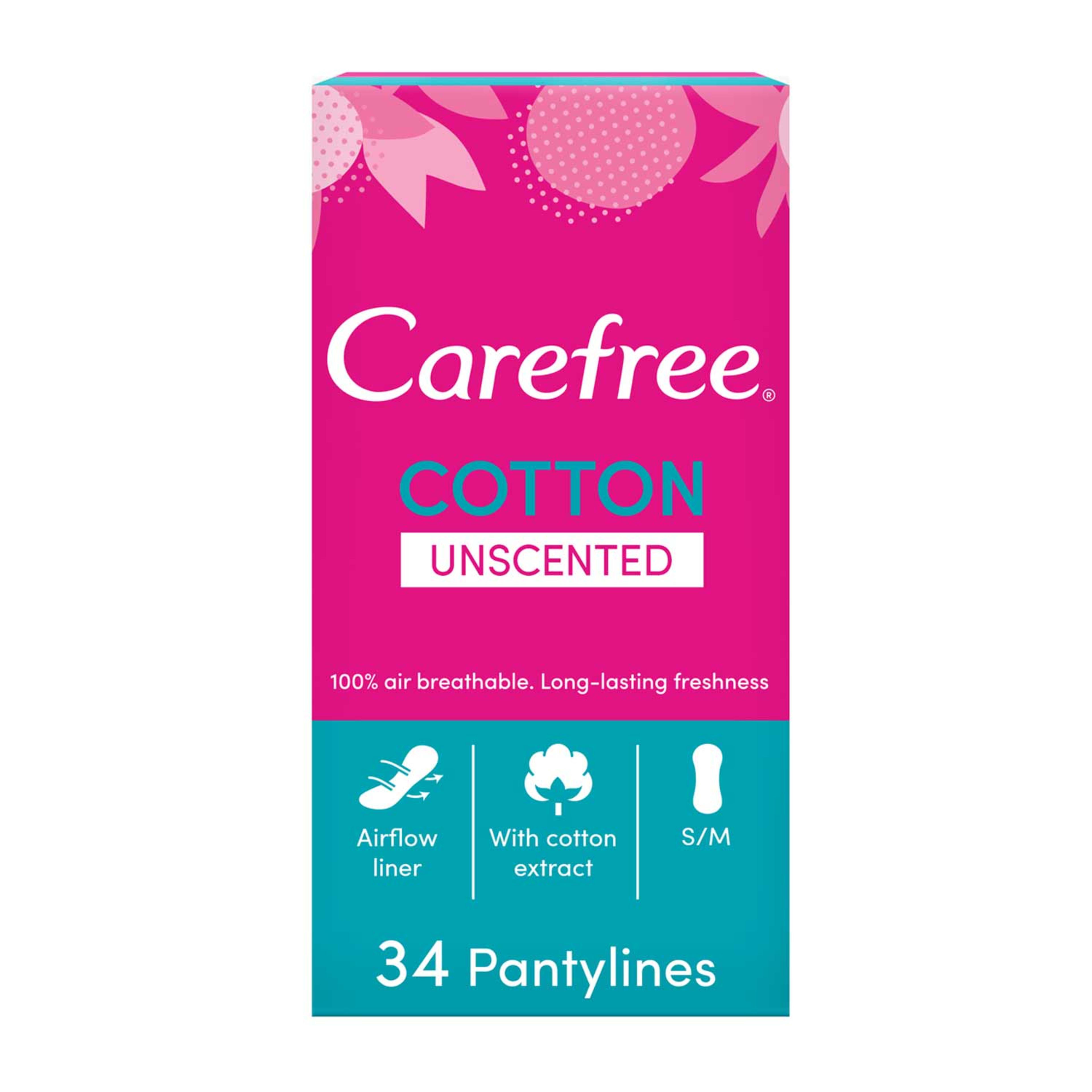 Carefree Breathable L/f Pantyliner Blue 34pcs