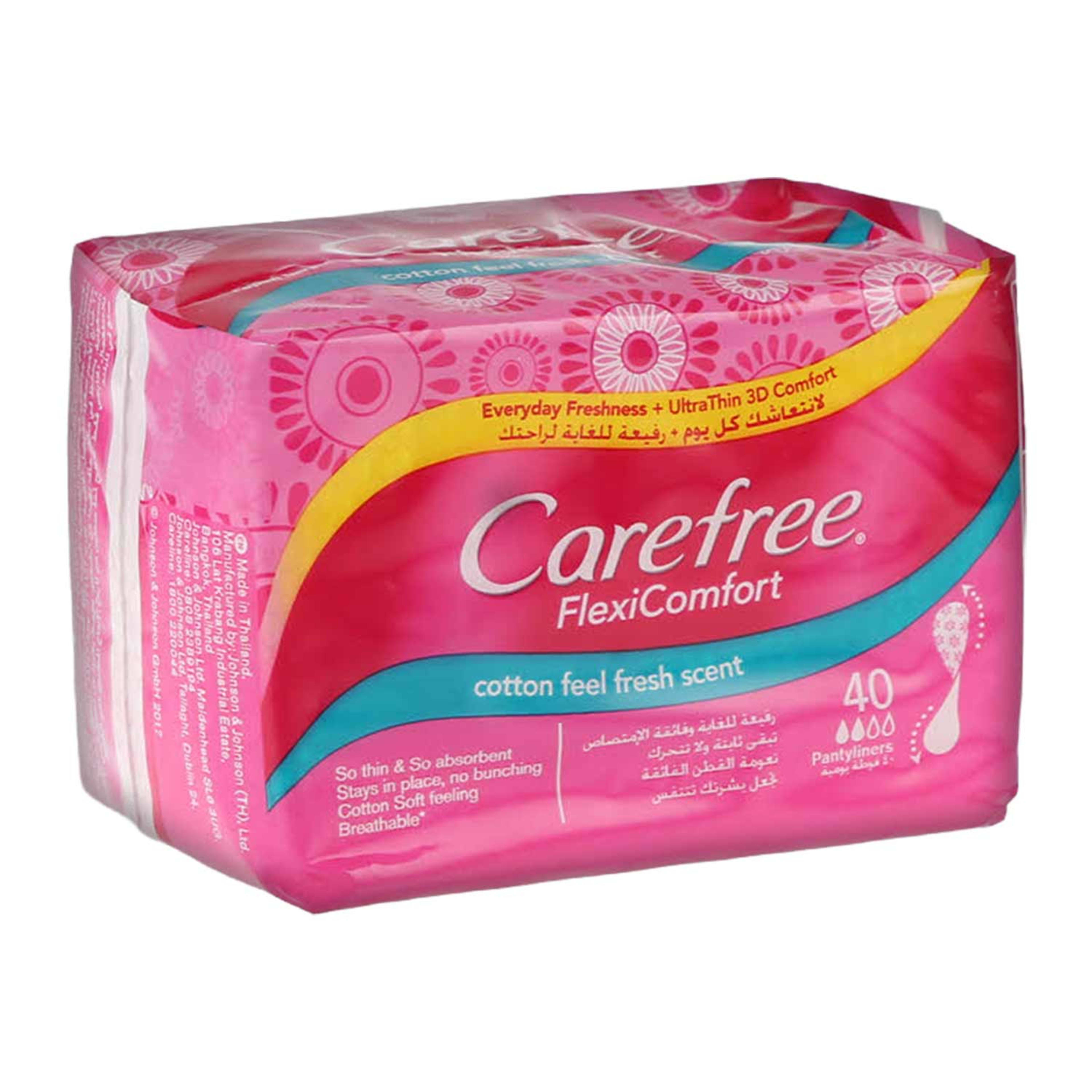 Carefree Flexi Comfort Pantyliners W/ Cotton Feel 40pcs
