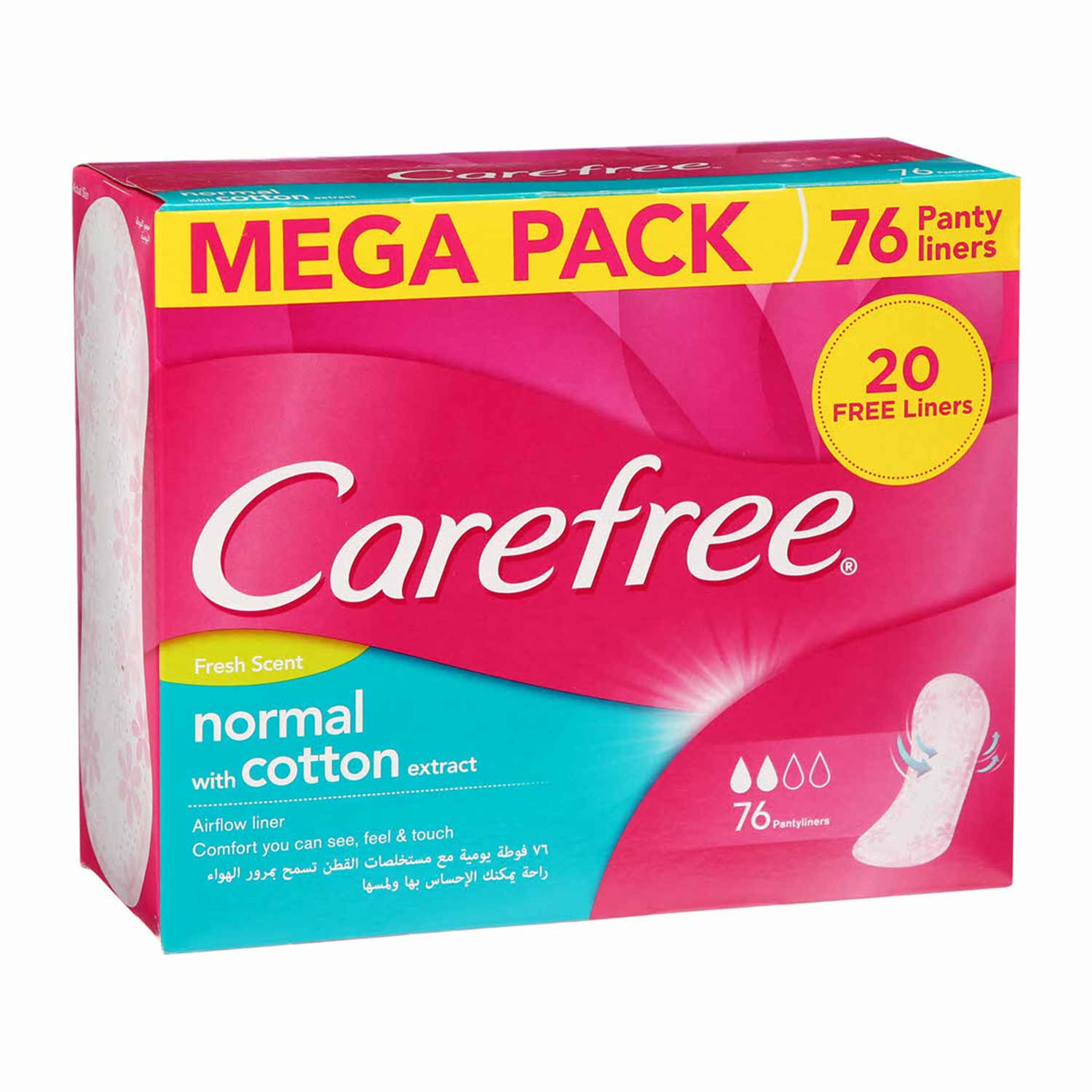 Carefree Fresh Scent Normal with Cotton Extract Pantyliners 76's