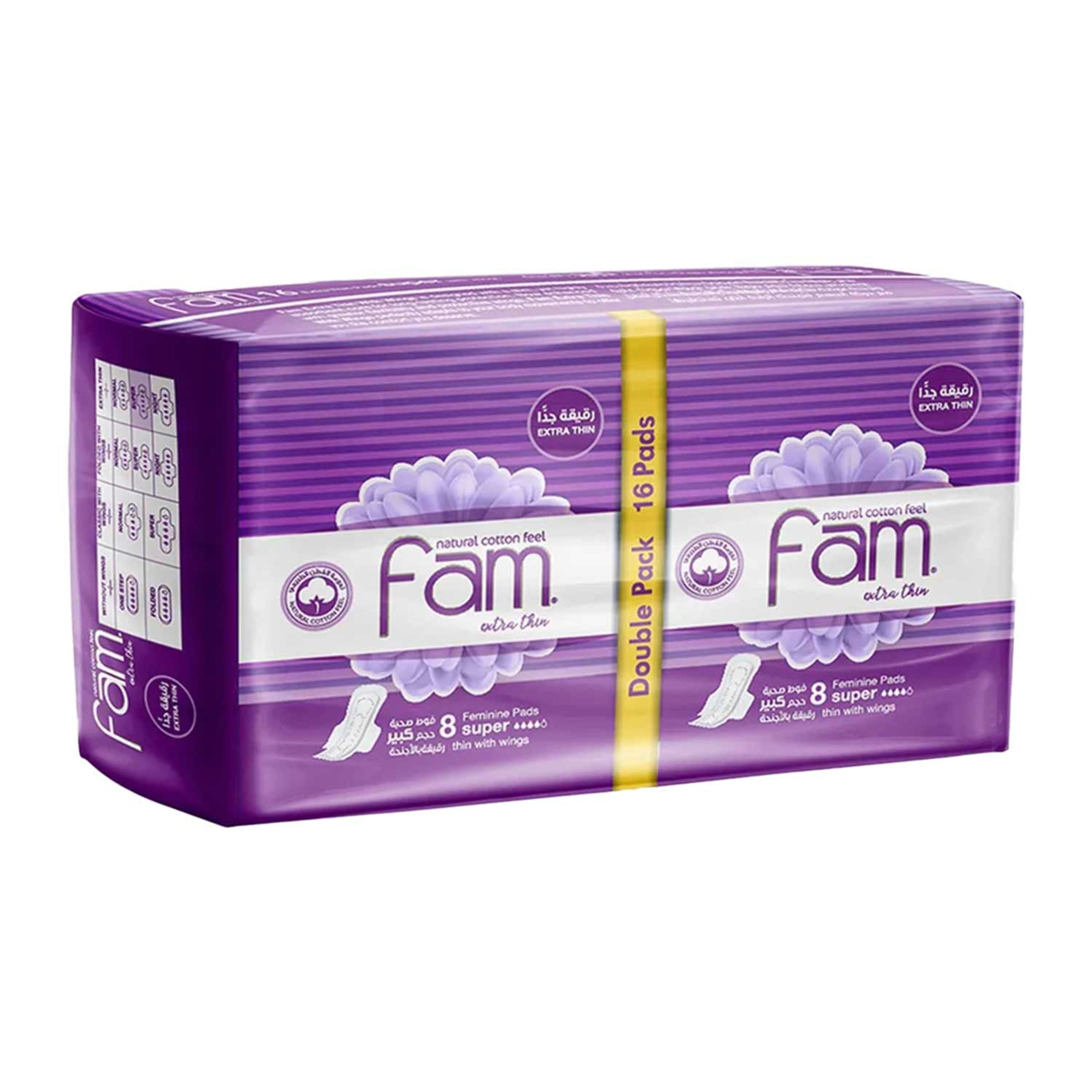 Fam Extra Thin Pads Super with Wings Doublepack 16pads