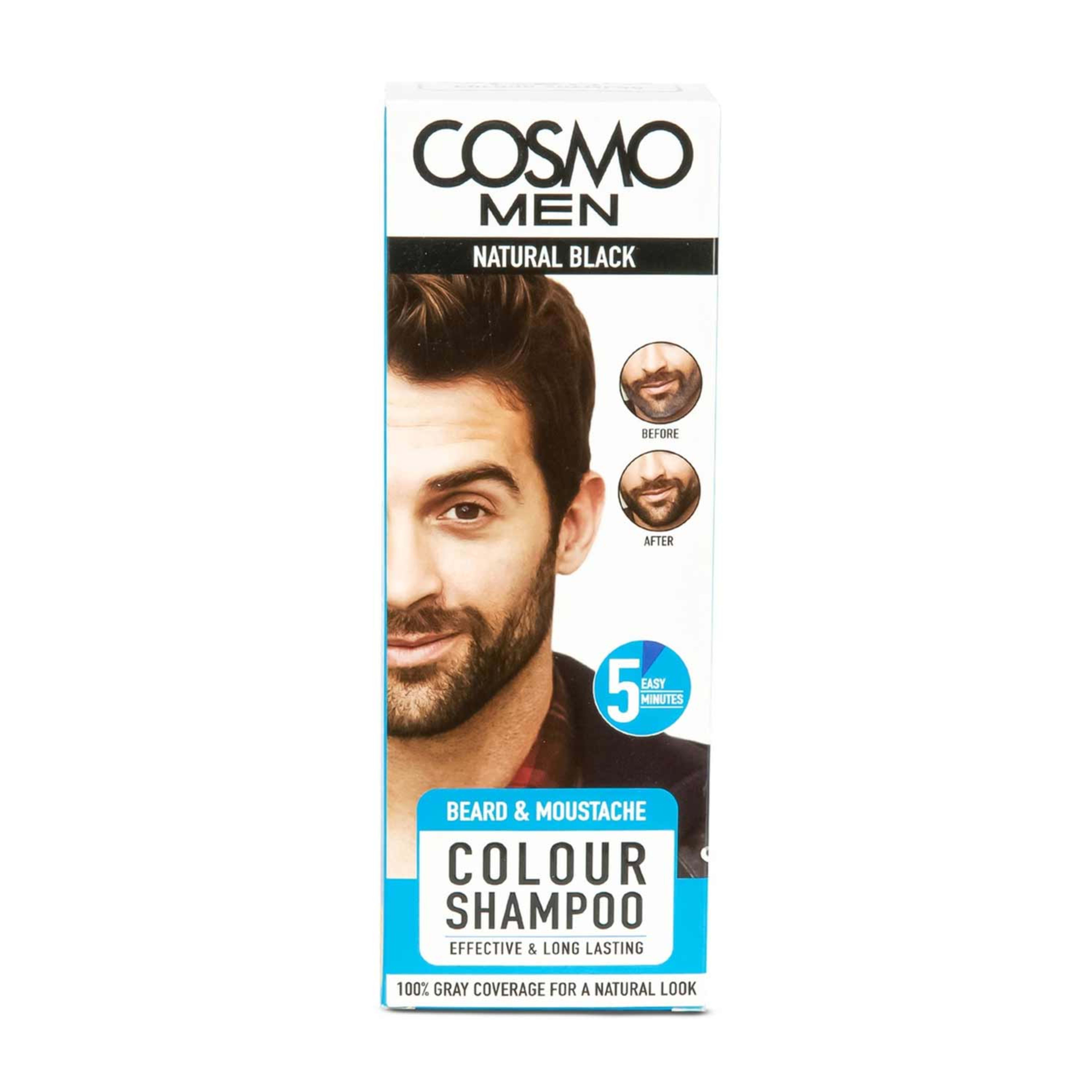 Cosmo Men Beard & Moustache Colour Shampoo Natural Black 180ml
