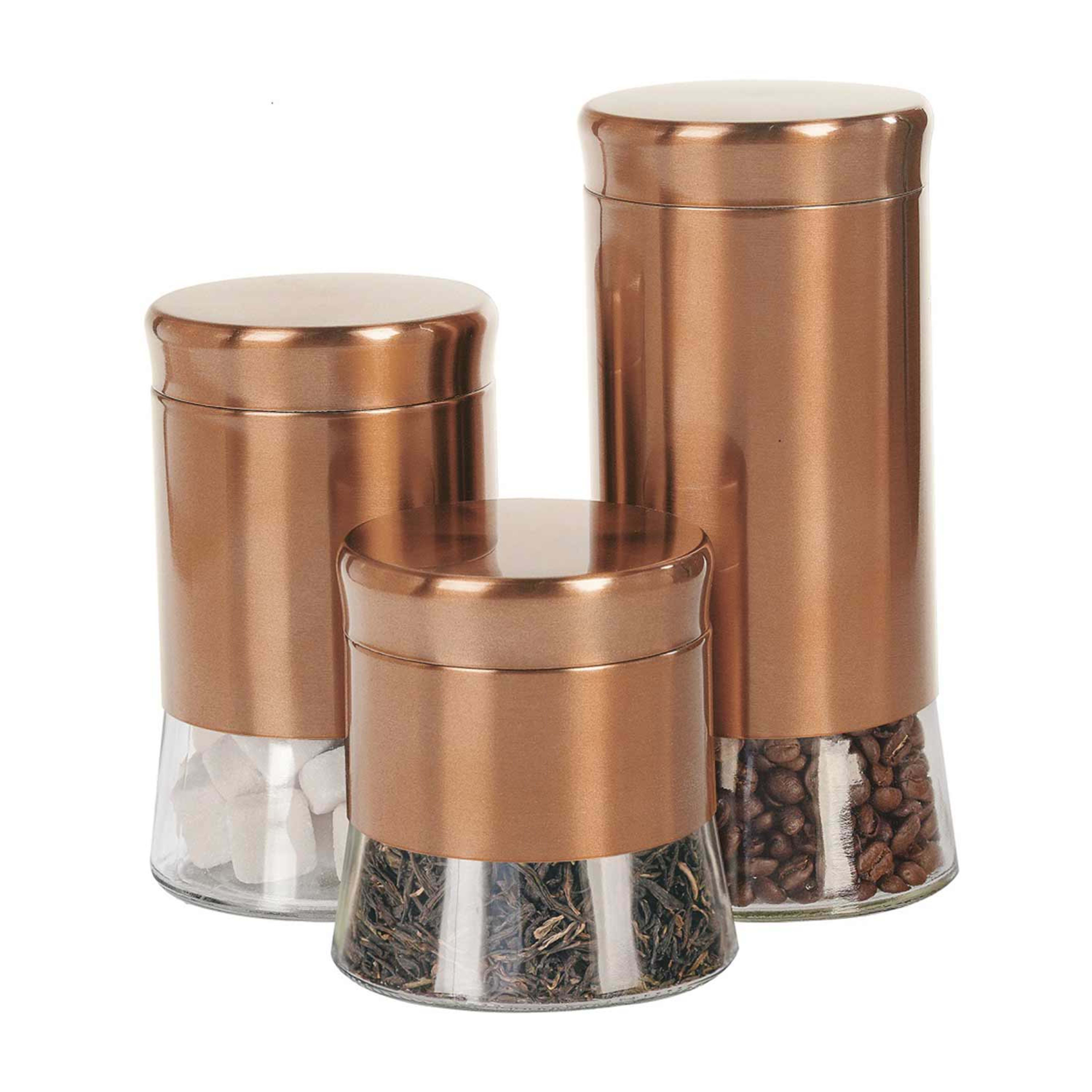 Royal Blue Glass Storage Jar Copper 3pcs Set H4082p.ryb