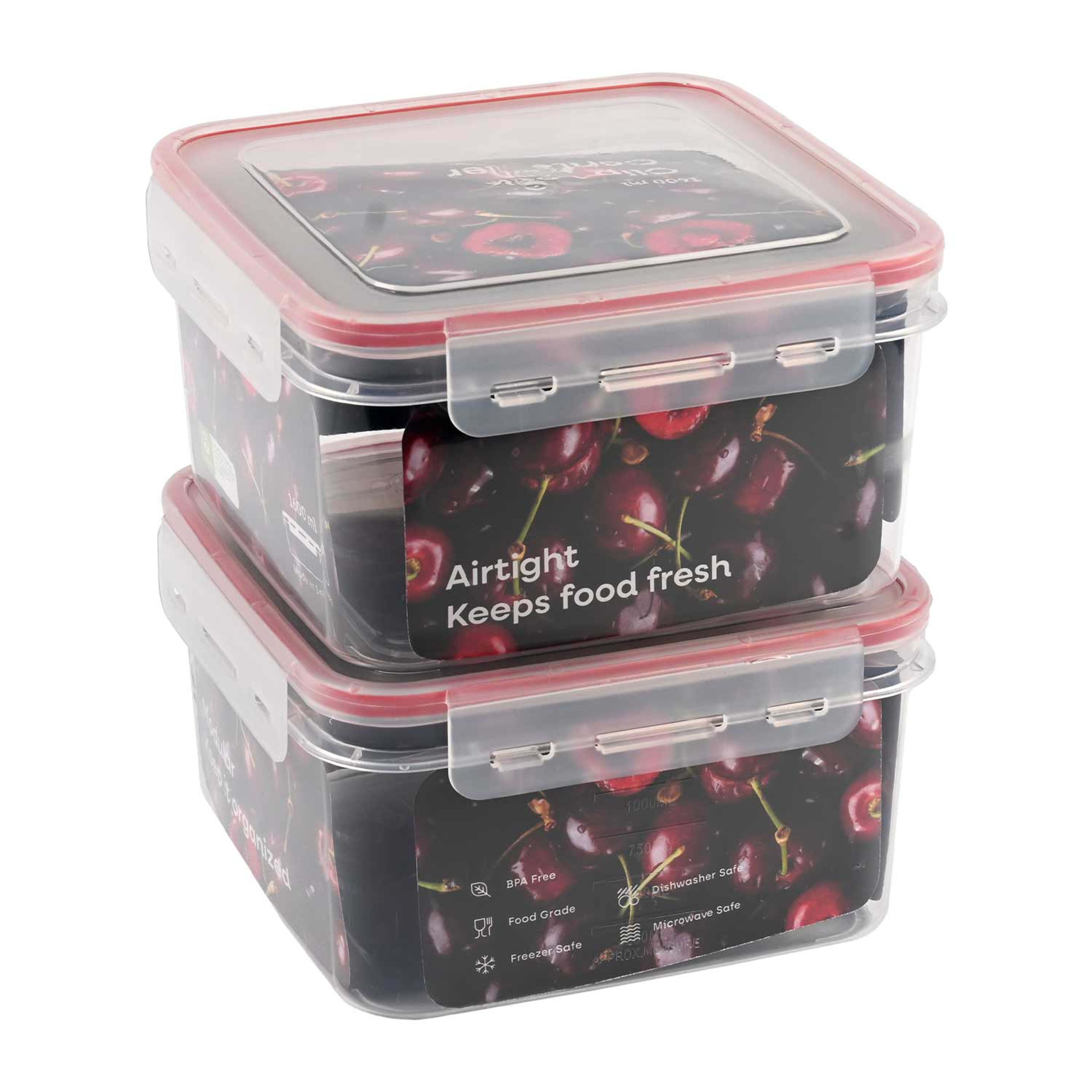 Shallow Smart Lock Container 2pcs 1600ml 73104cl - image 2