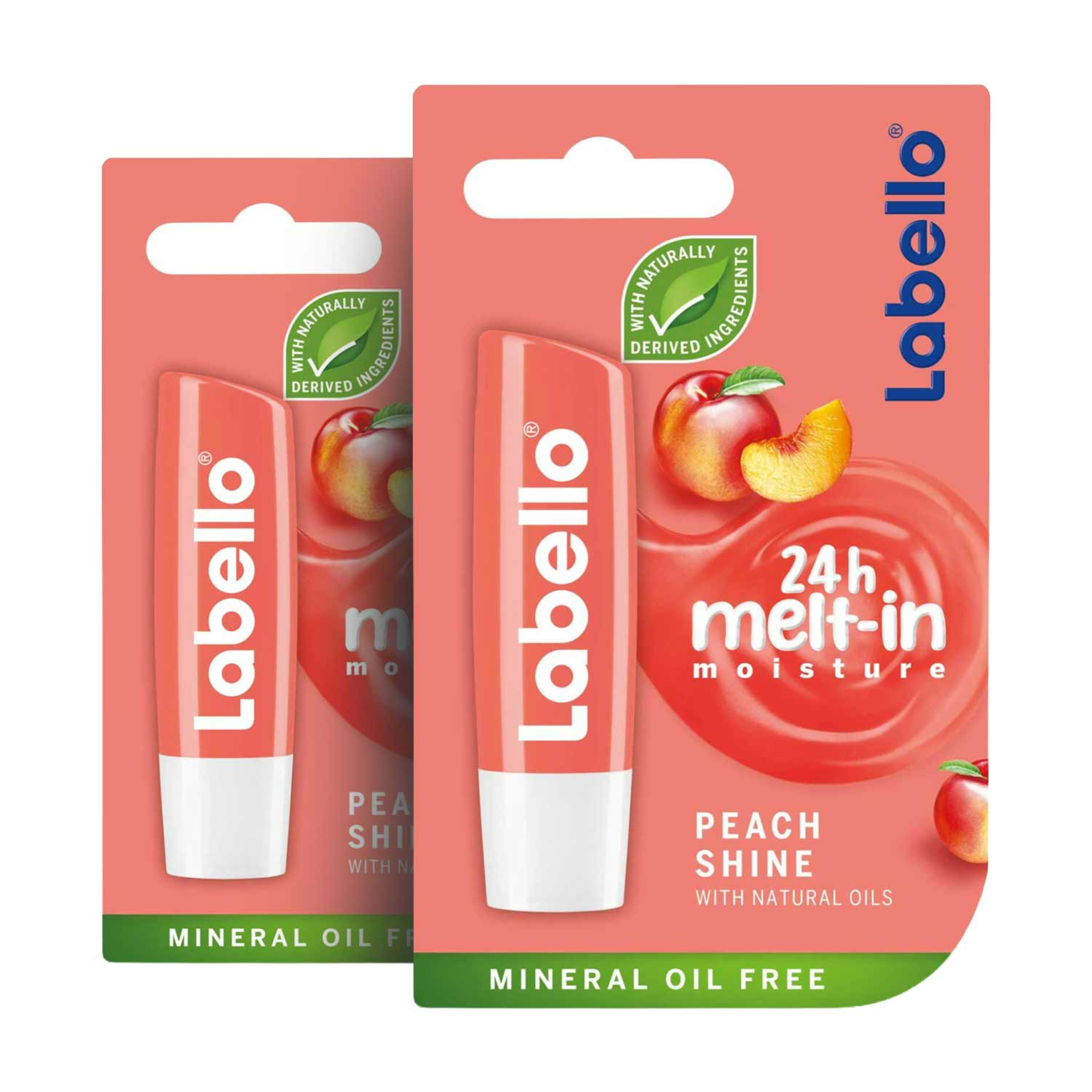 Labello Peach Shine Lip Balm 2x4.8gm @20%off