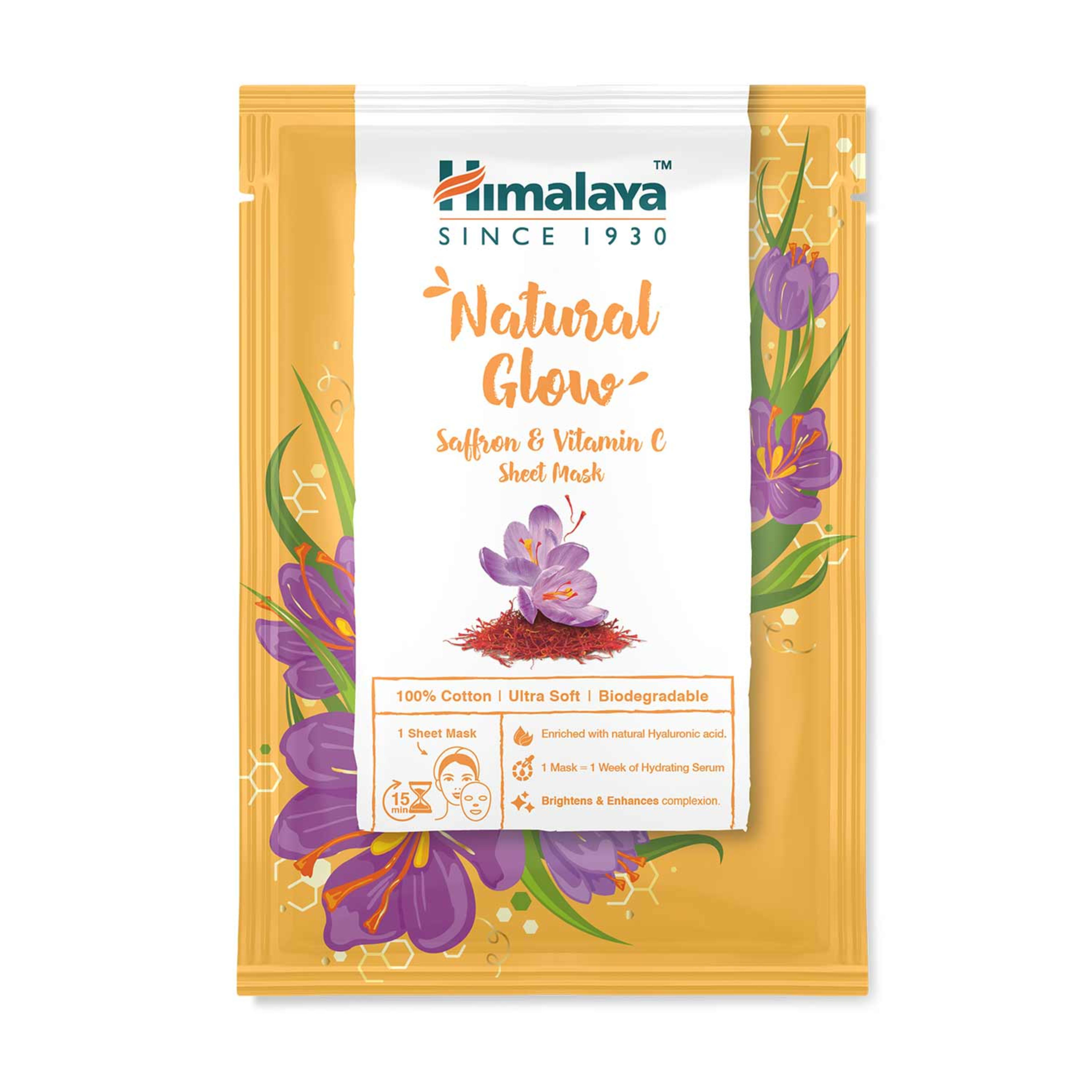 Himalaya Natural Glow Saffron and Vitamin C Sheet Mask 30ml