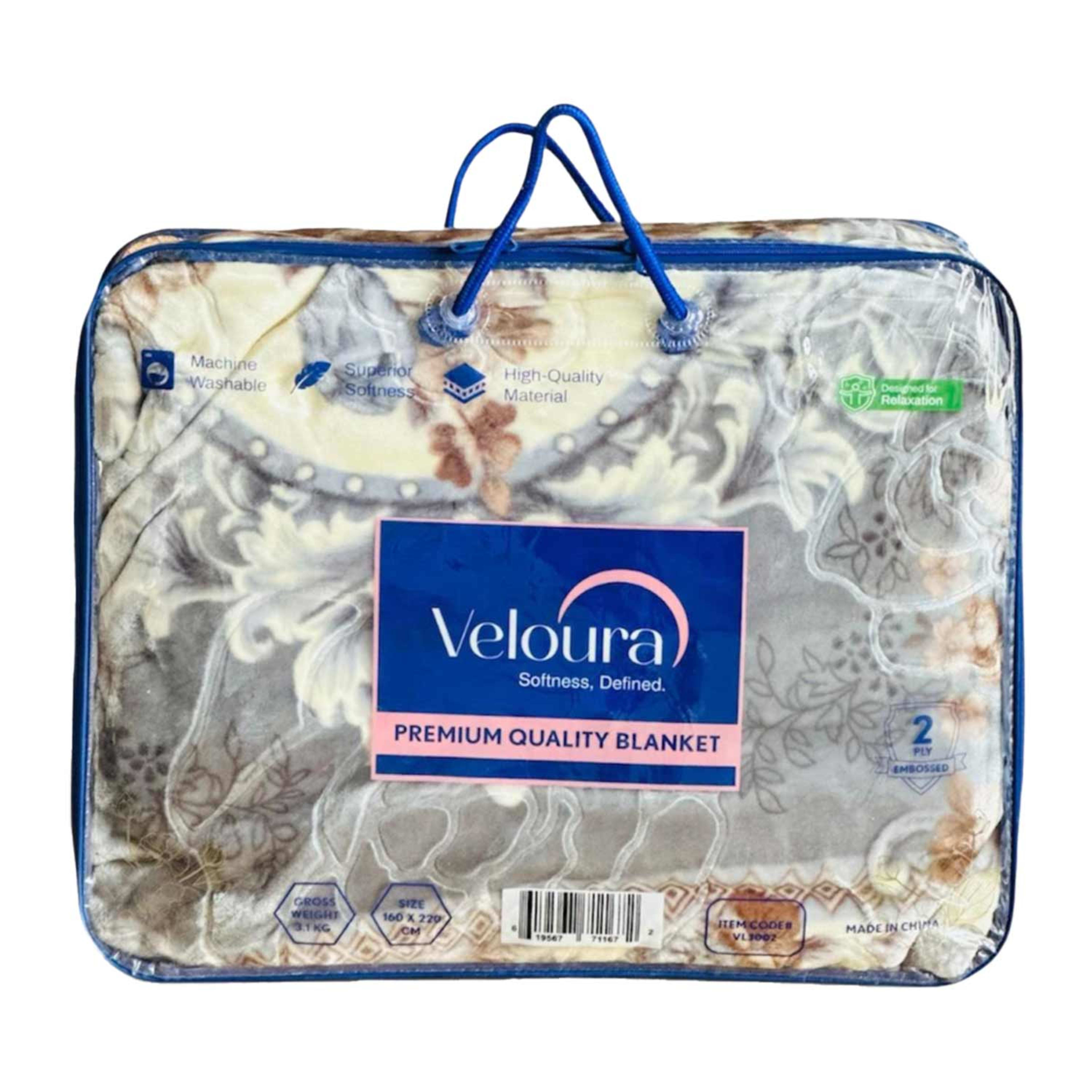 Veloura Super Soft Blanket Single 2ply 160x220cm Vl3002