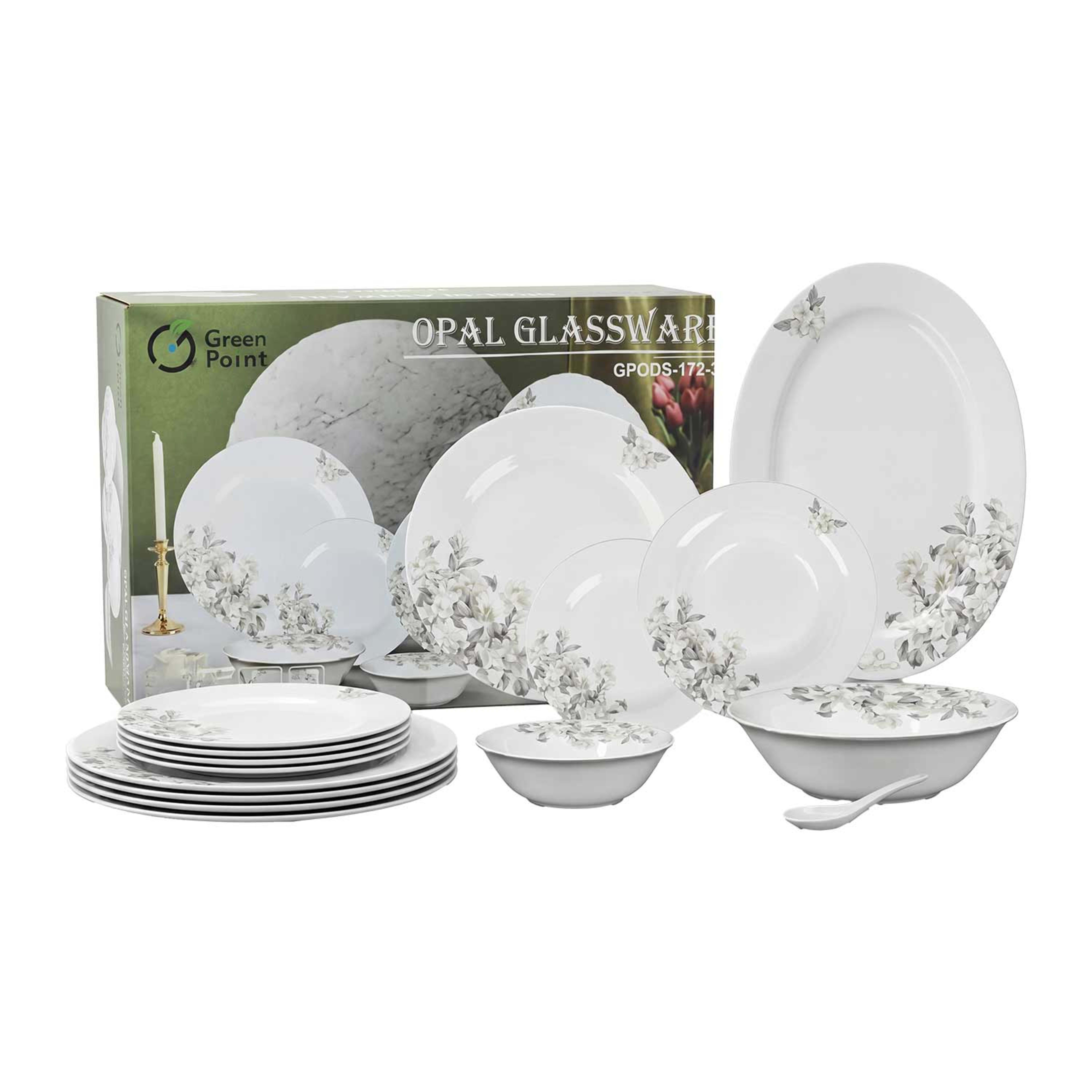 Green Point Opal Glassware Dinner Set 35pcs Gpods-172-35