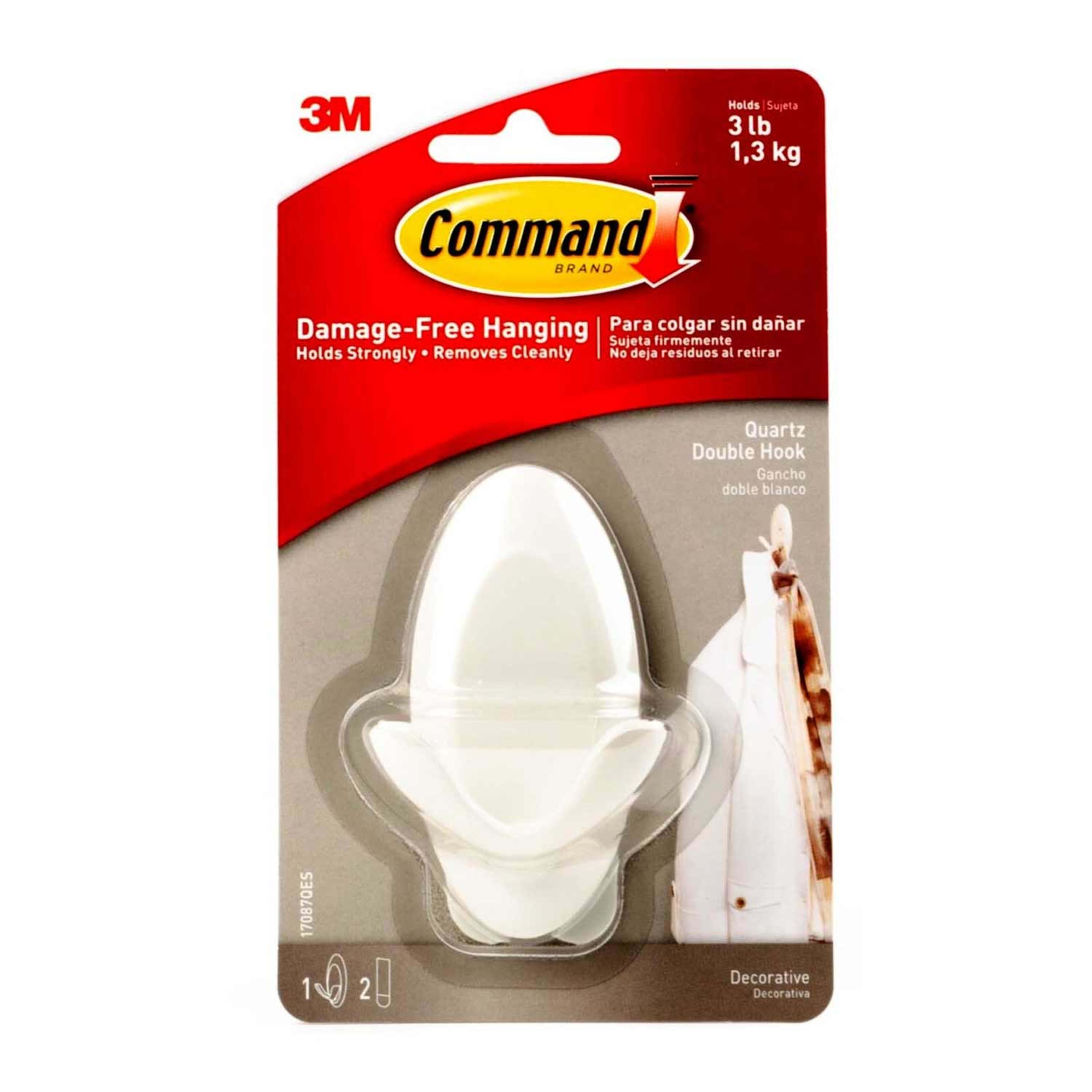 Command 3m Quartz Double Hook #17087qes