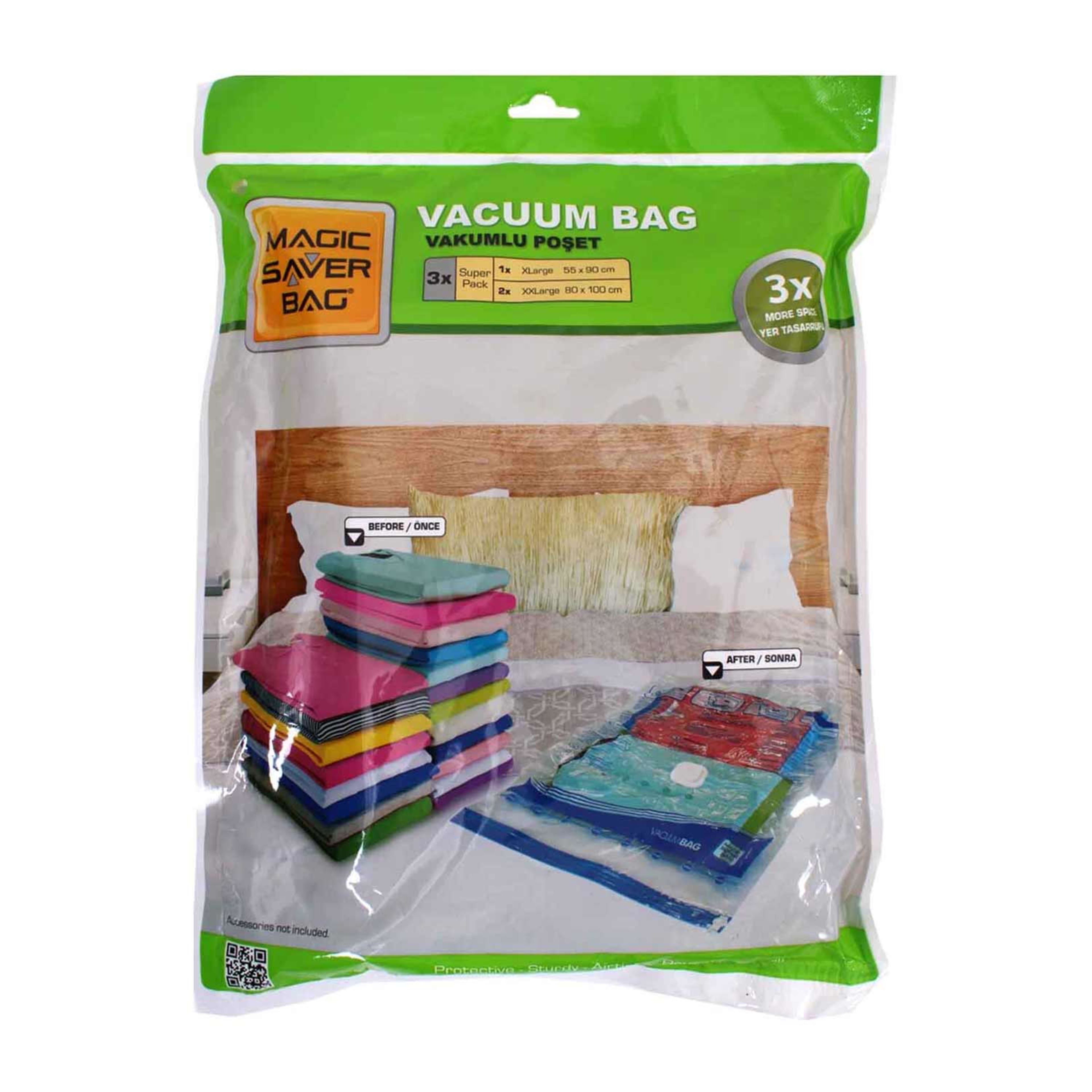 Magic Saver Vacuum Bag 3pcs Set 1 55x90cm & 80x100cm