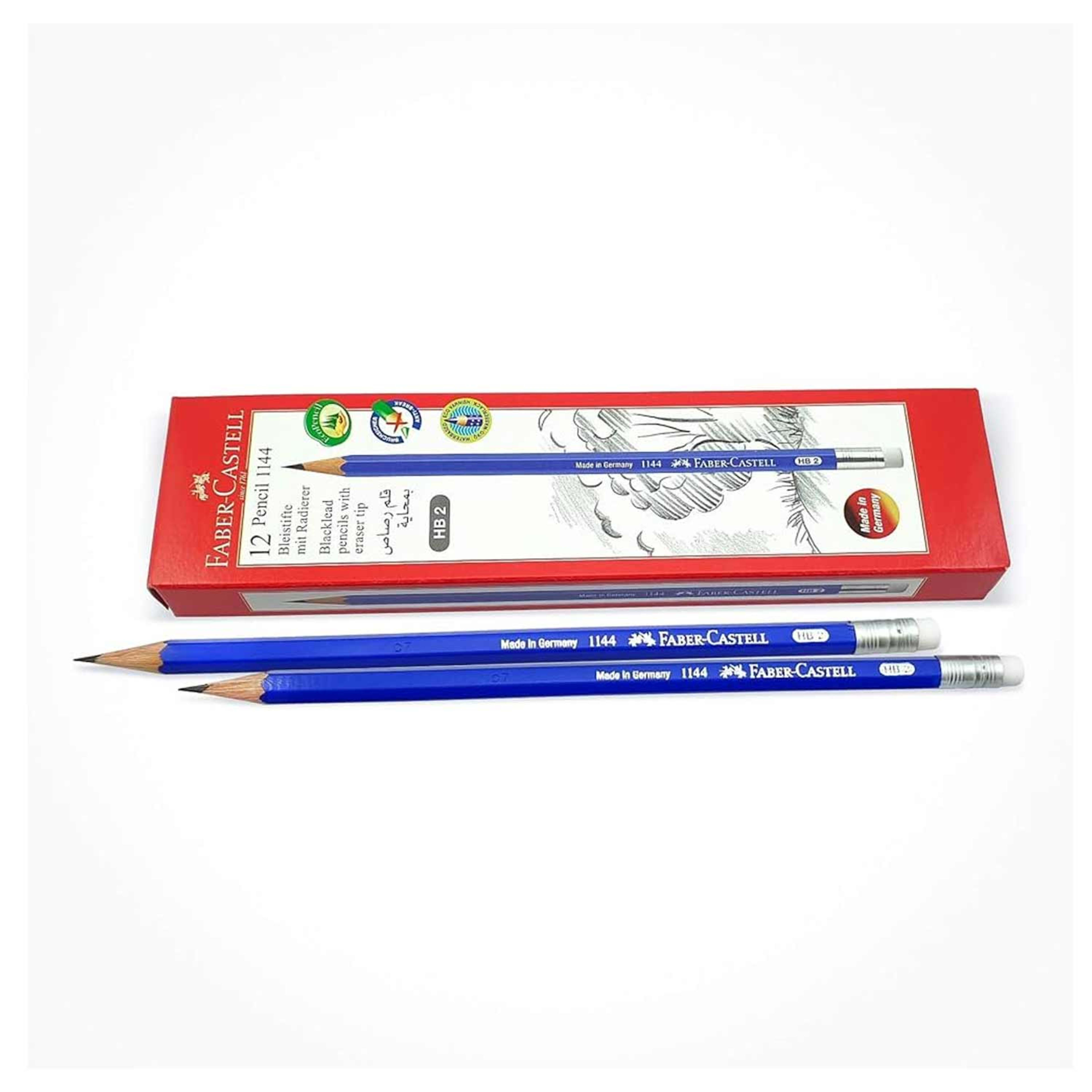 Faber-castell Blacklead Pencil W/ Eraser Tip 12pcs #1144