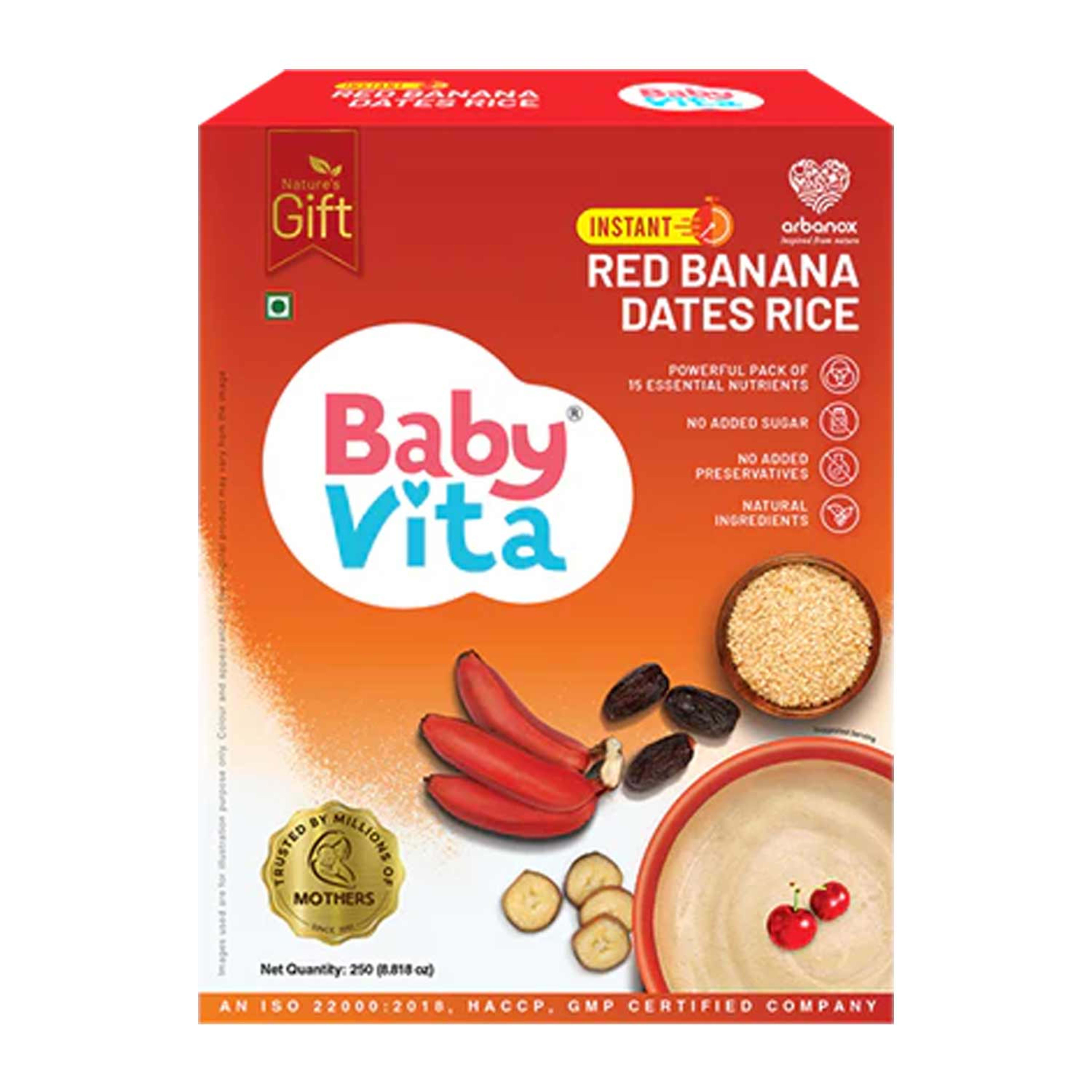 Arbanox Baby Vita Red Banana Dates Rice Processed Cereals 280gm