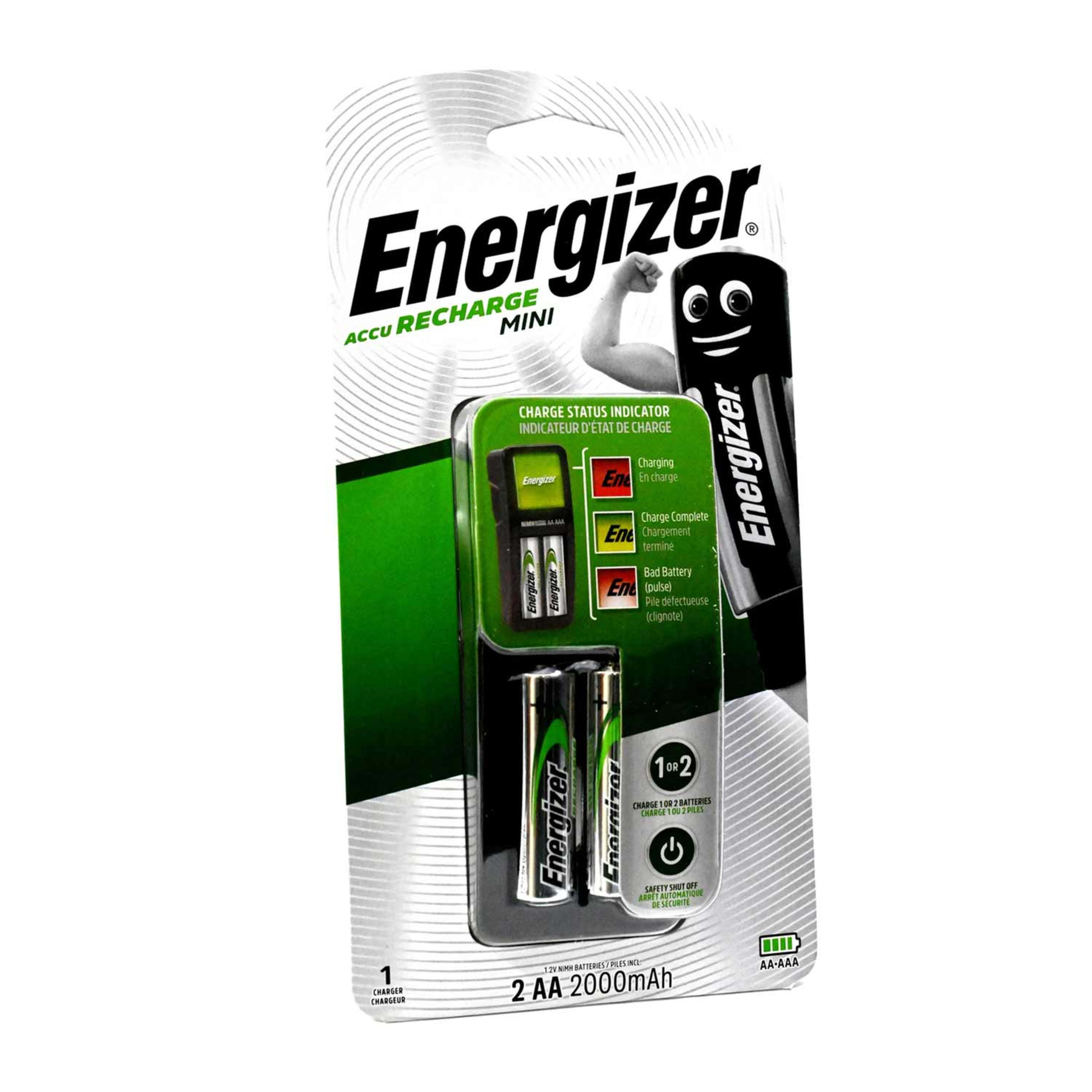 Energizer Accu Recharge Mini W/ 2aa Battery 2000mah #