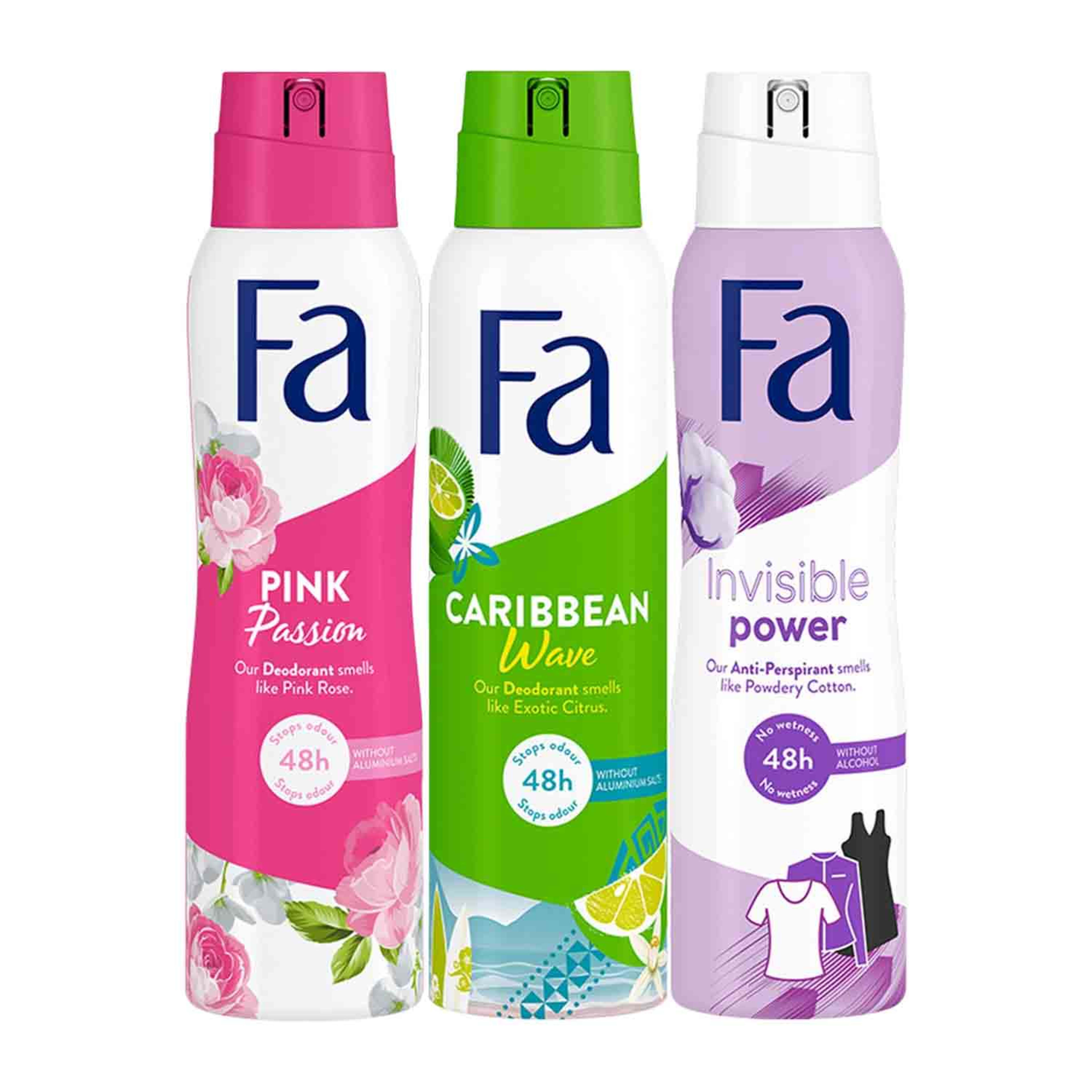 Fa Deo Spray Assorted (pink+caribbean+sport) 150ml 2+1free