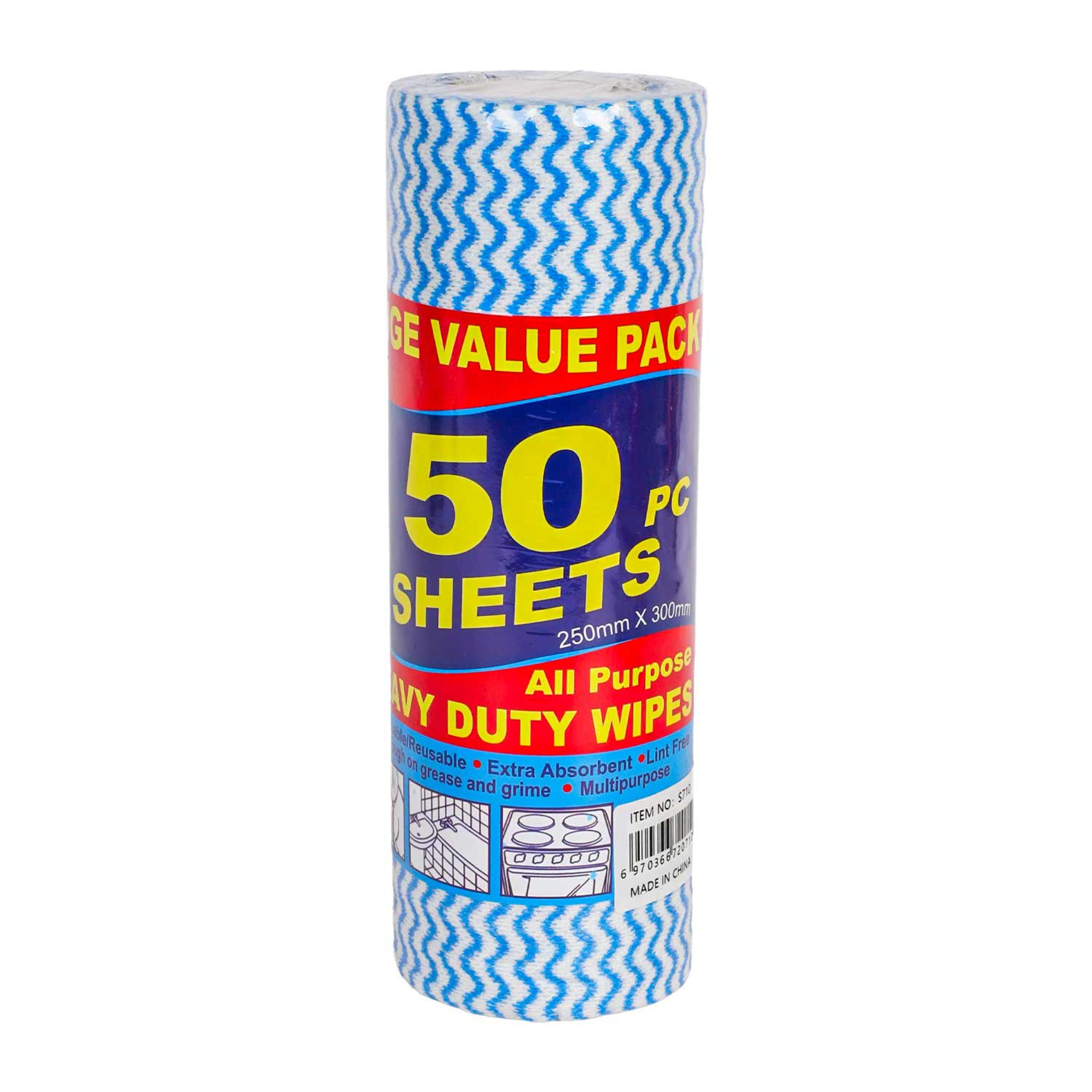 All Purpose Heavy Duty Wipes 250mmx300mm 50sheets
