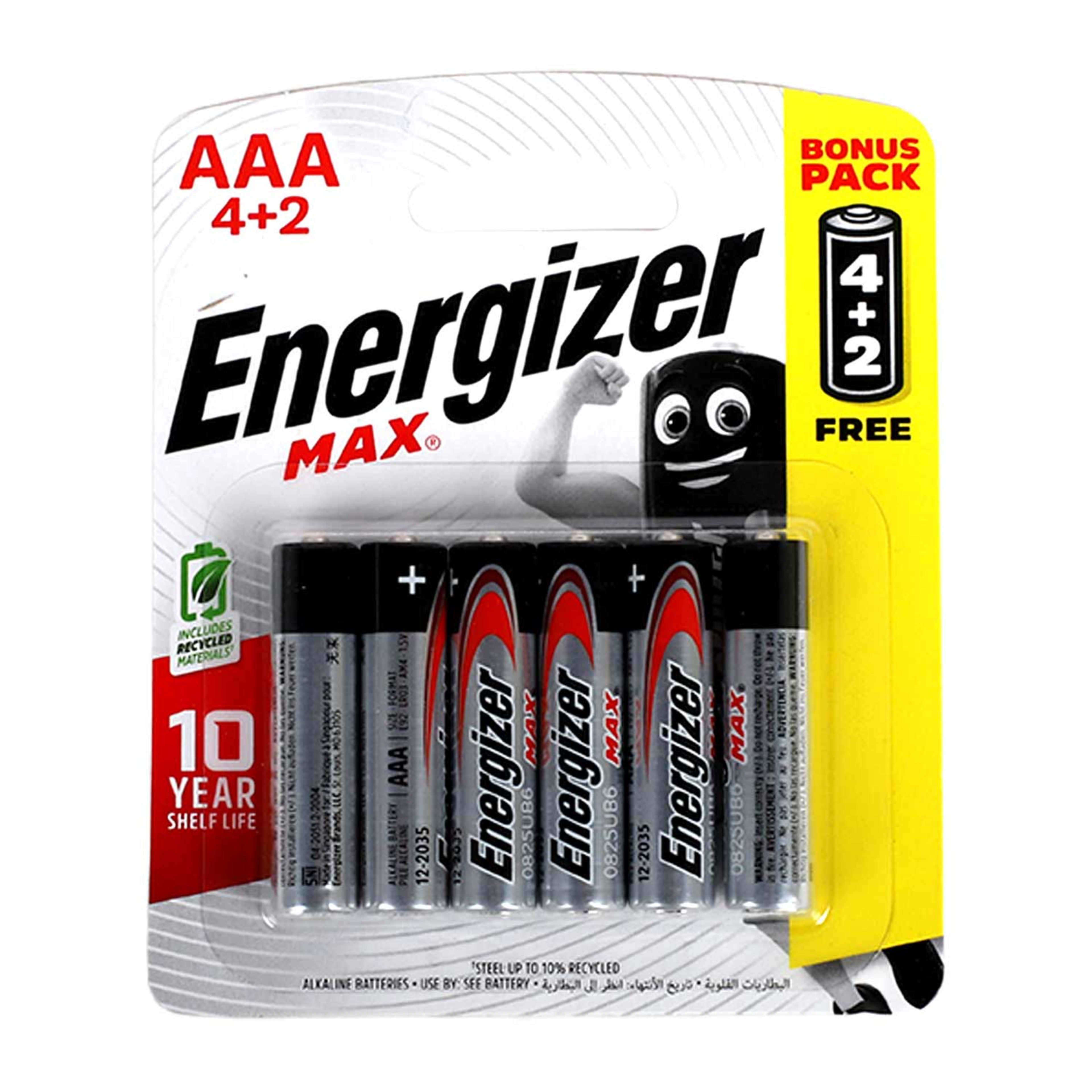 Energizer Max Battery Alkaline Aaa Bp4+2pcs