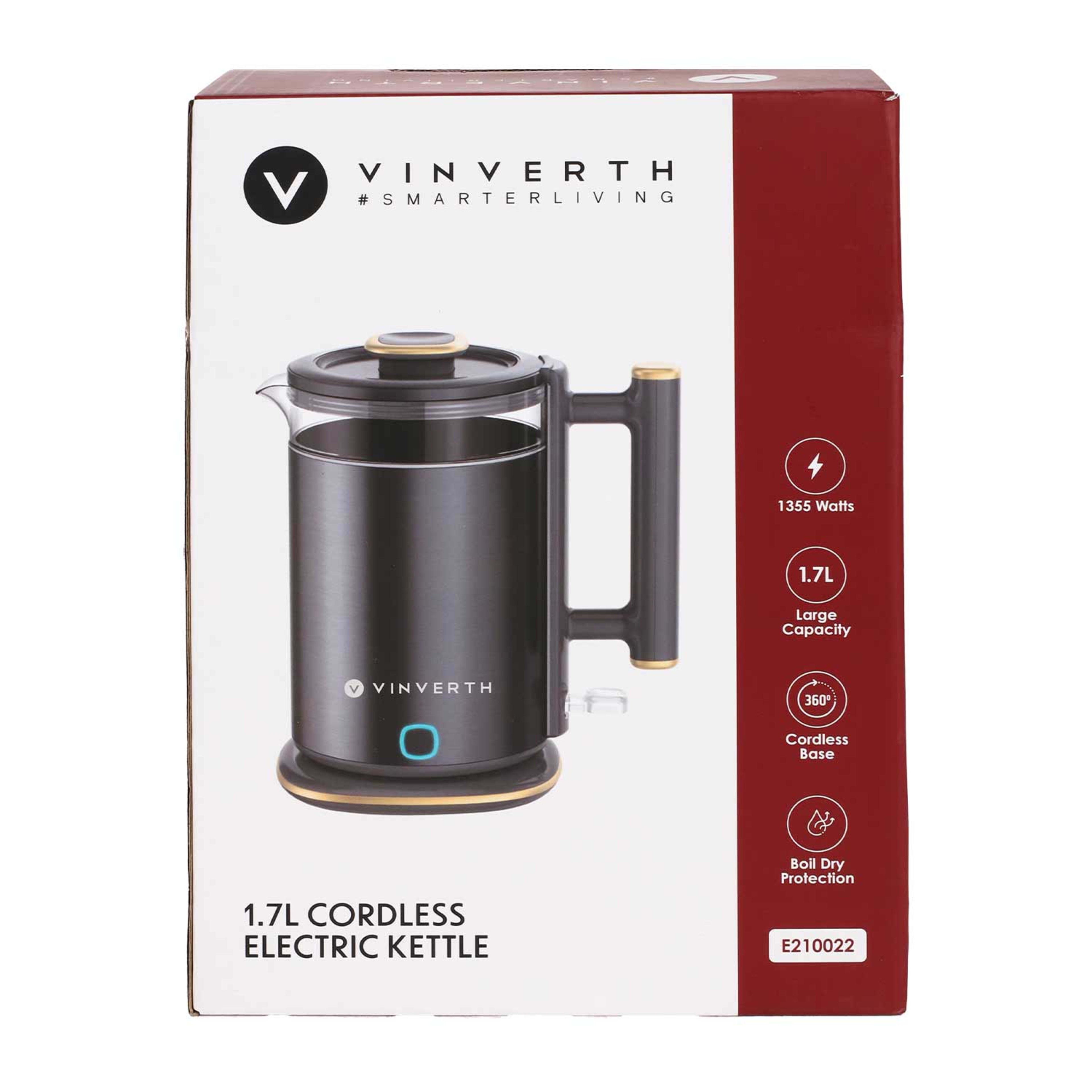 Vinverth Stainless Steel Electric Kettle 1.7ltr 1355w E21022