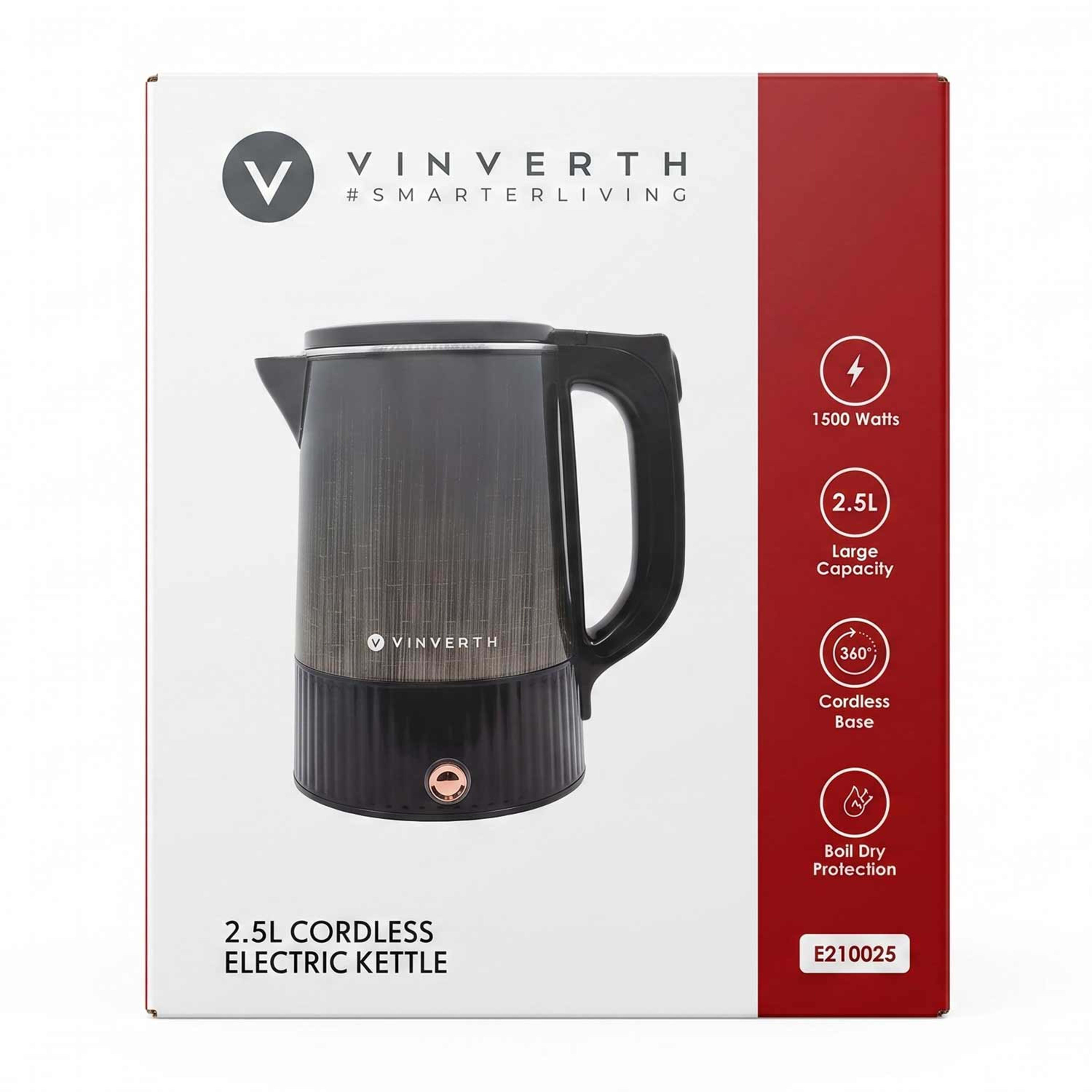 Vinverth Cordless Electric Kettle 1500w 2.5ltr E210025