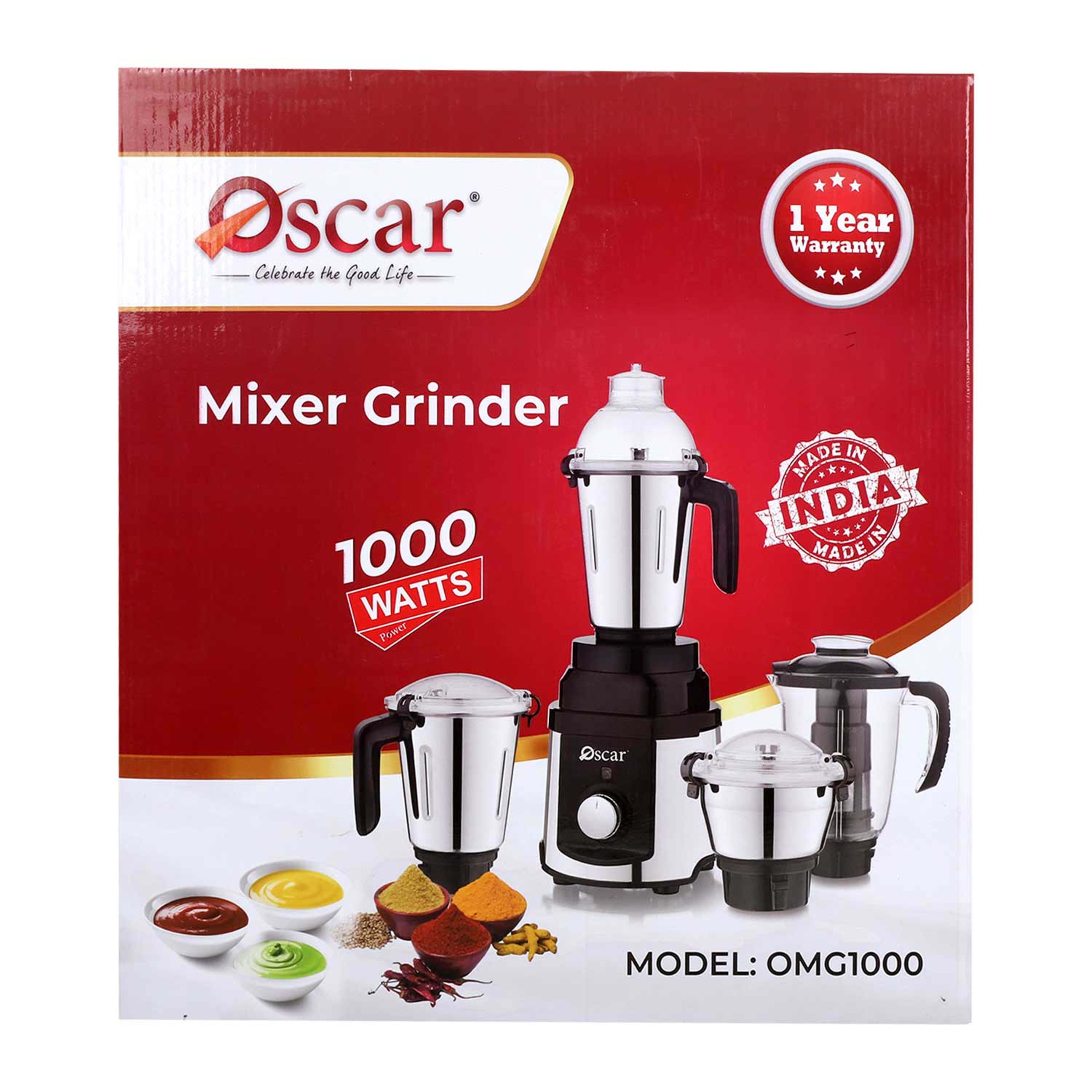 Oscar 4-in-1 Indian Mixer Grinder 1000w Omg1000