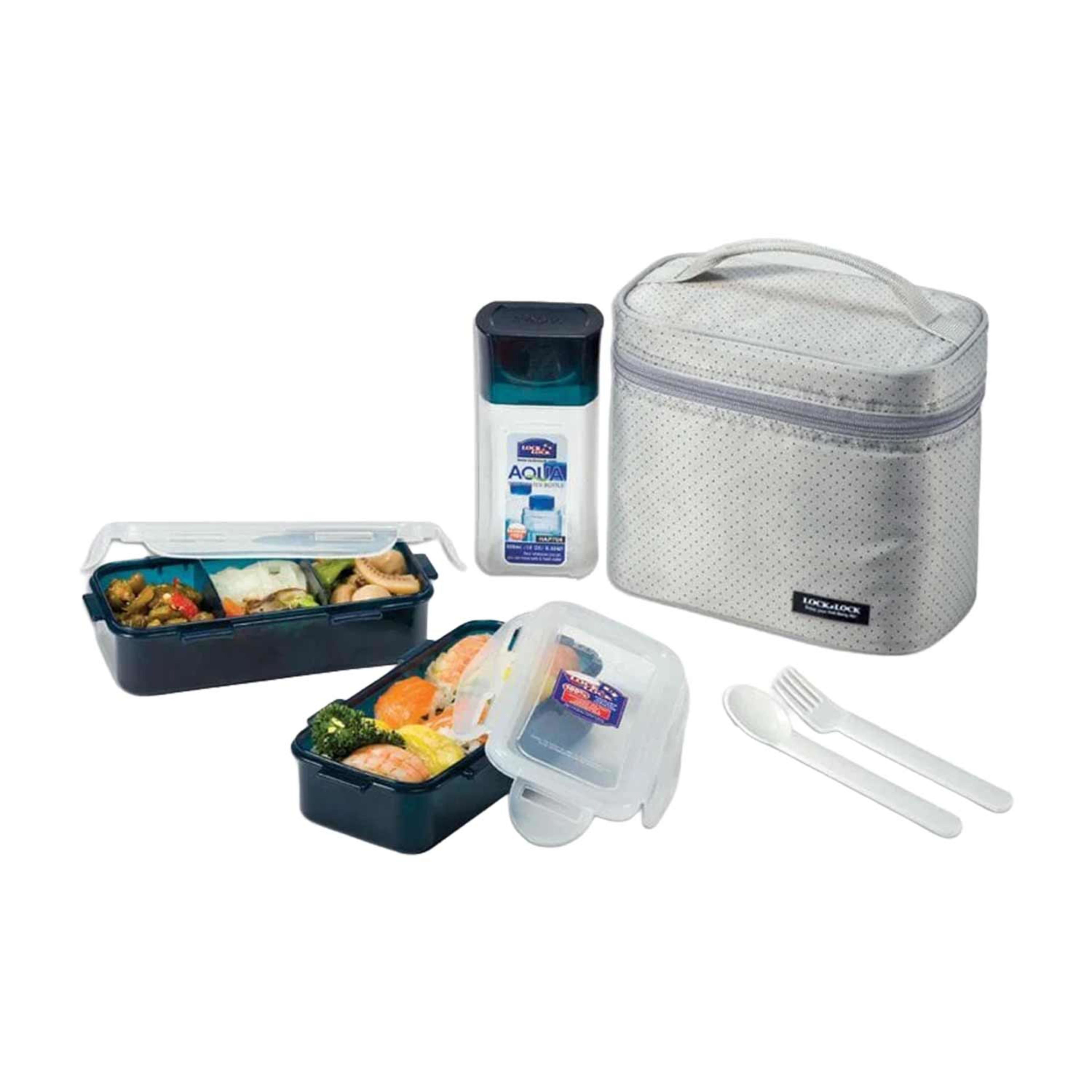 Locknlock Lunch Box and Spoon 3pcs Set Lck103hhl00325