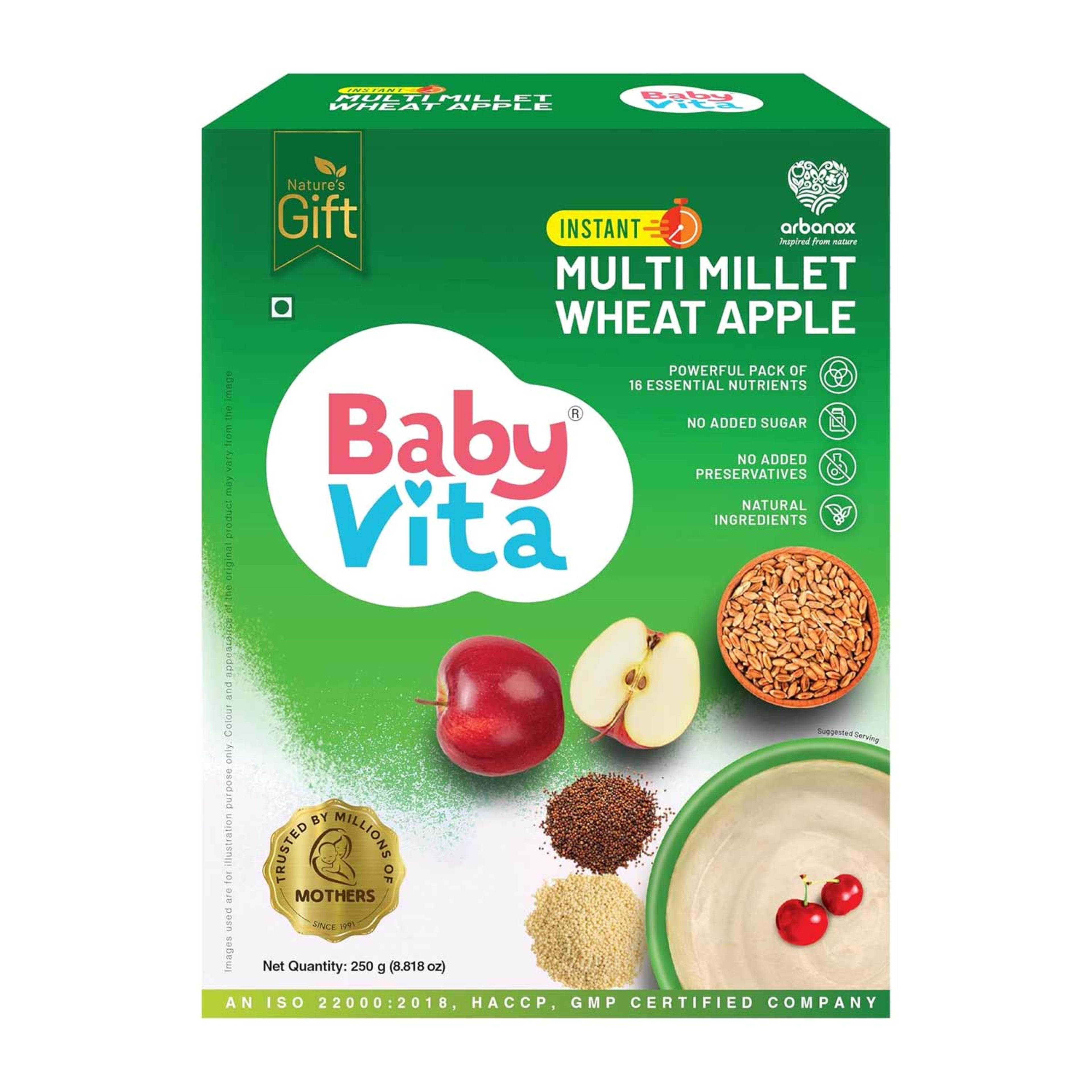 Arbanox Baby Vita Multi Millet Wheat Apple Processed Cereals 280gm