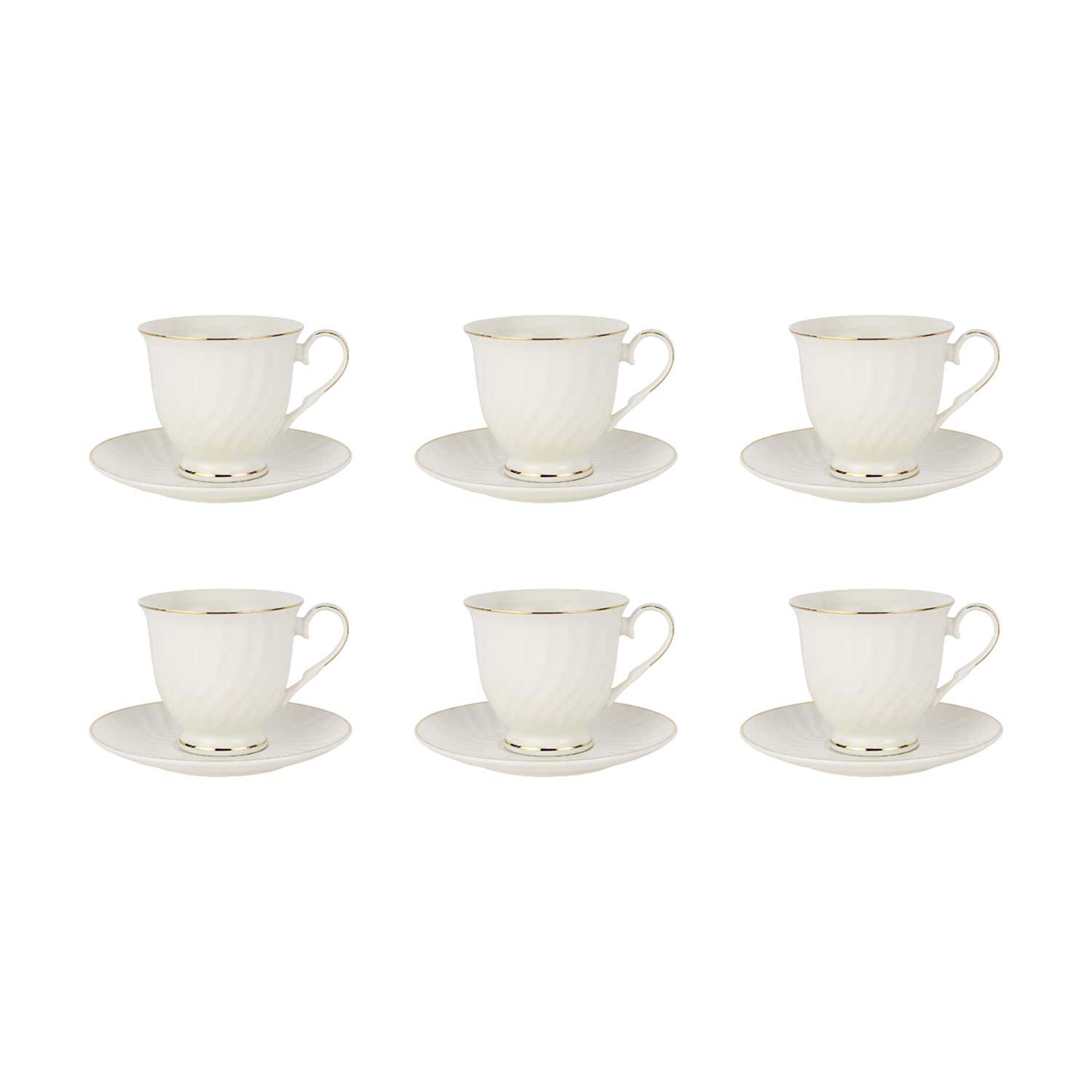 Royalford 12pcs Bone Cup & Saucer Set 250ml Rf12112