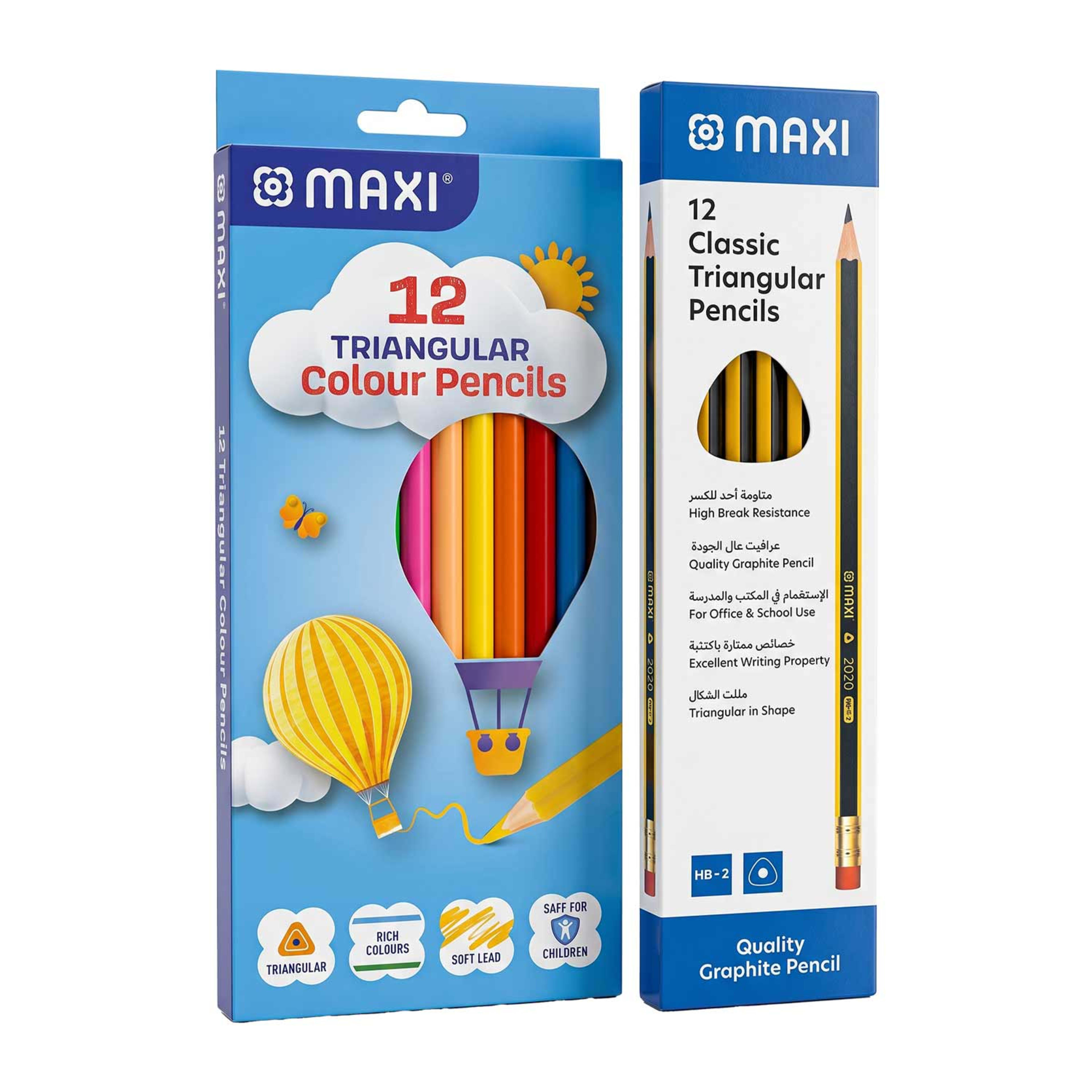 Maxi Tri Graphite Pencil Hb with Rt 12s+colour Pencil 12s+felt Pen Colour 12s Nht2022030212121