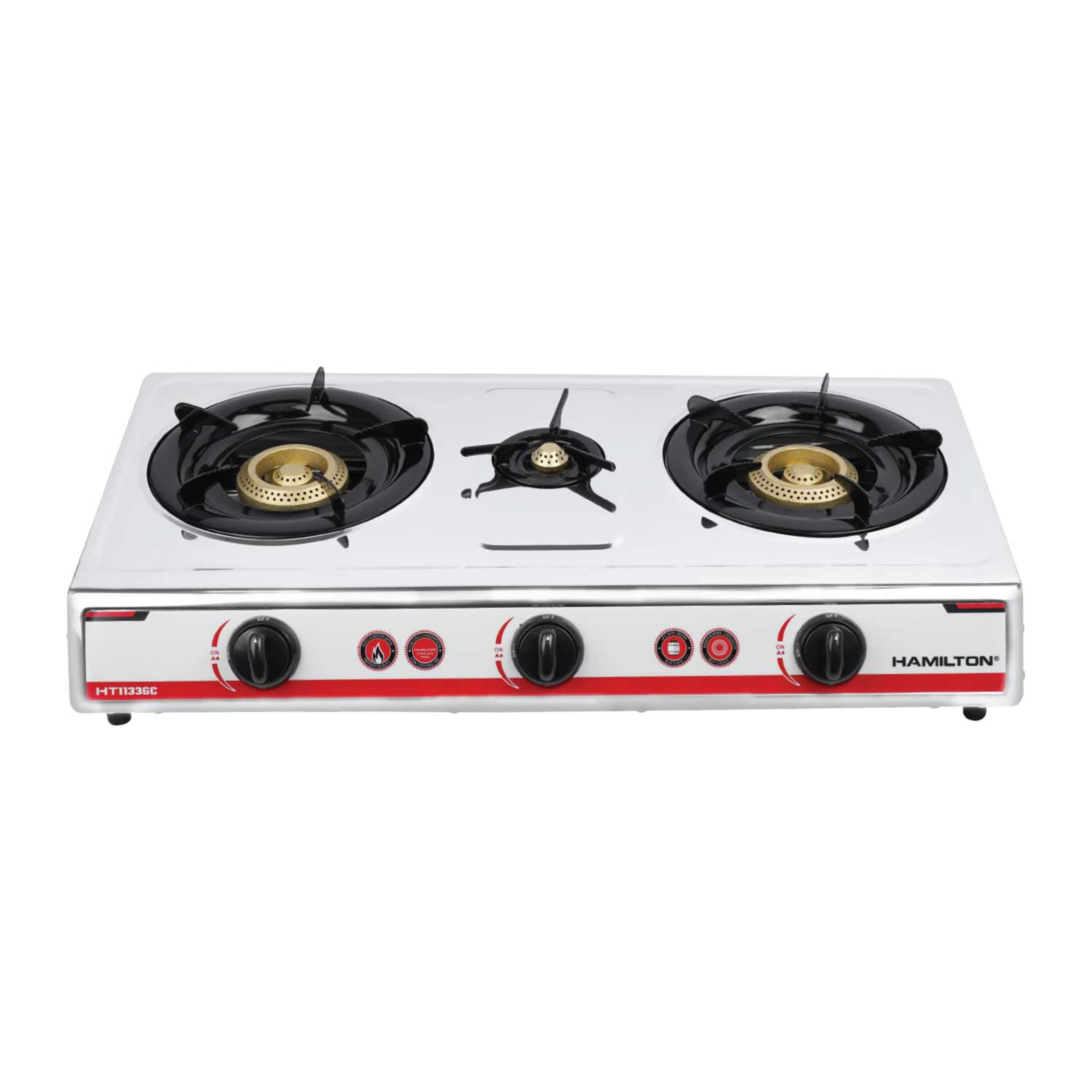 Hamilton Stainless Steel Gas Stove Three Burner Ht1133gc