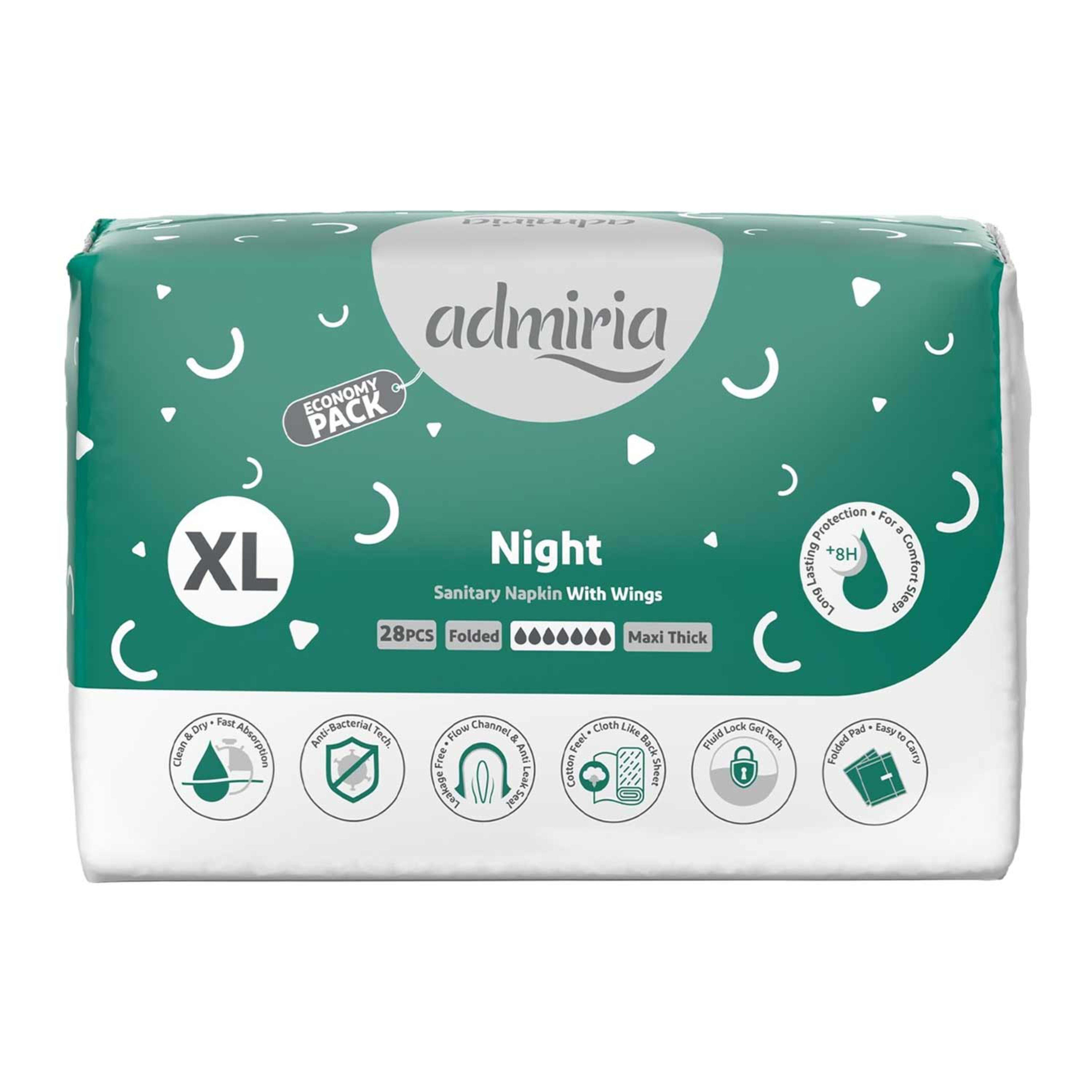 Admiria Maxi Thick Night Sanitary Napkin with Wings XL 28pcs