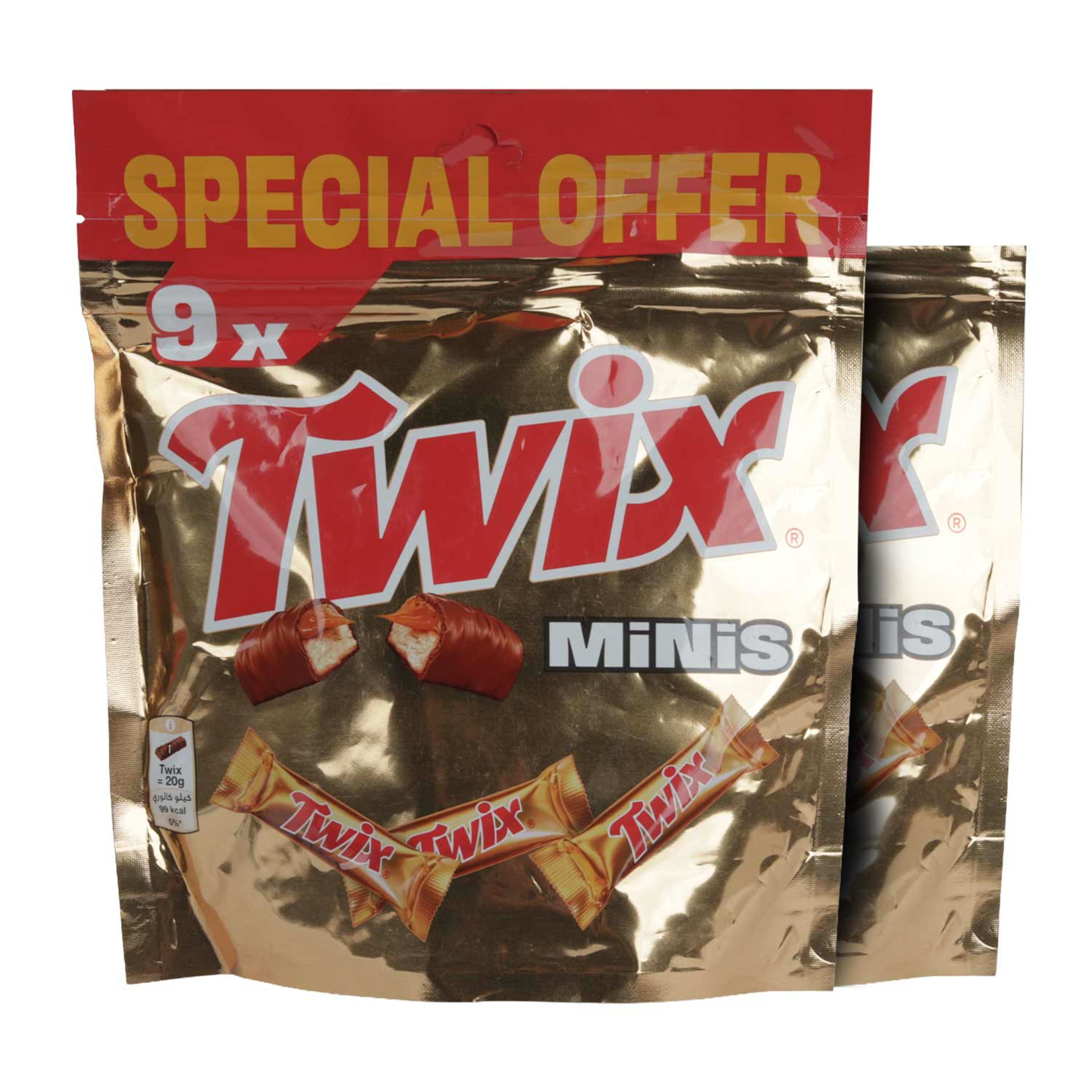 Twix Minis Chocolate Bar 9pcs Pouch 2x180gm Sp.offer
