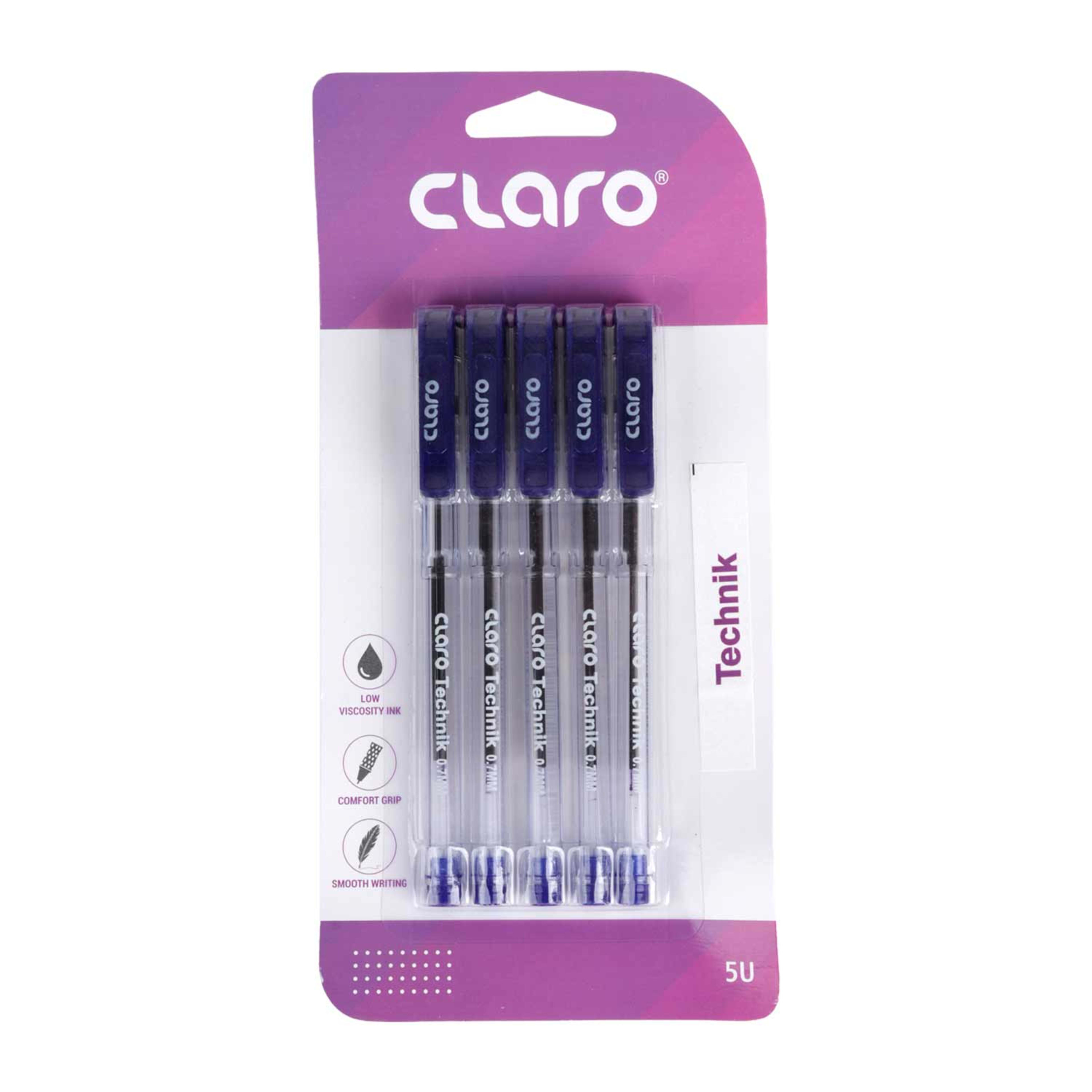 Claro Ballpen Technik Blister Blue 5pcs 0.7mm Cl-4570