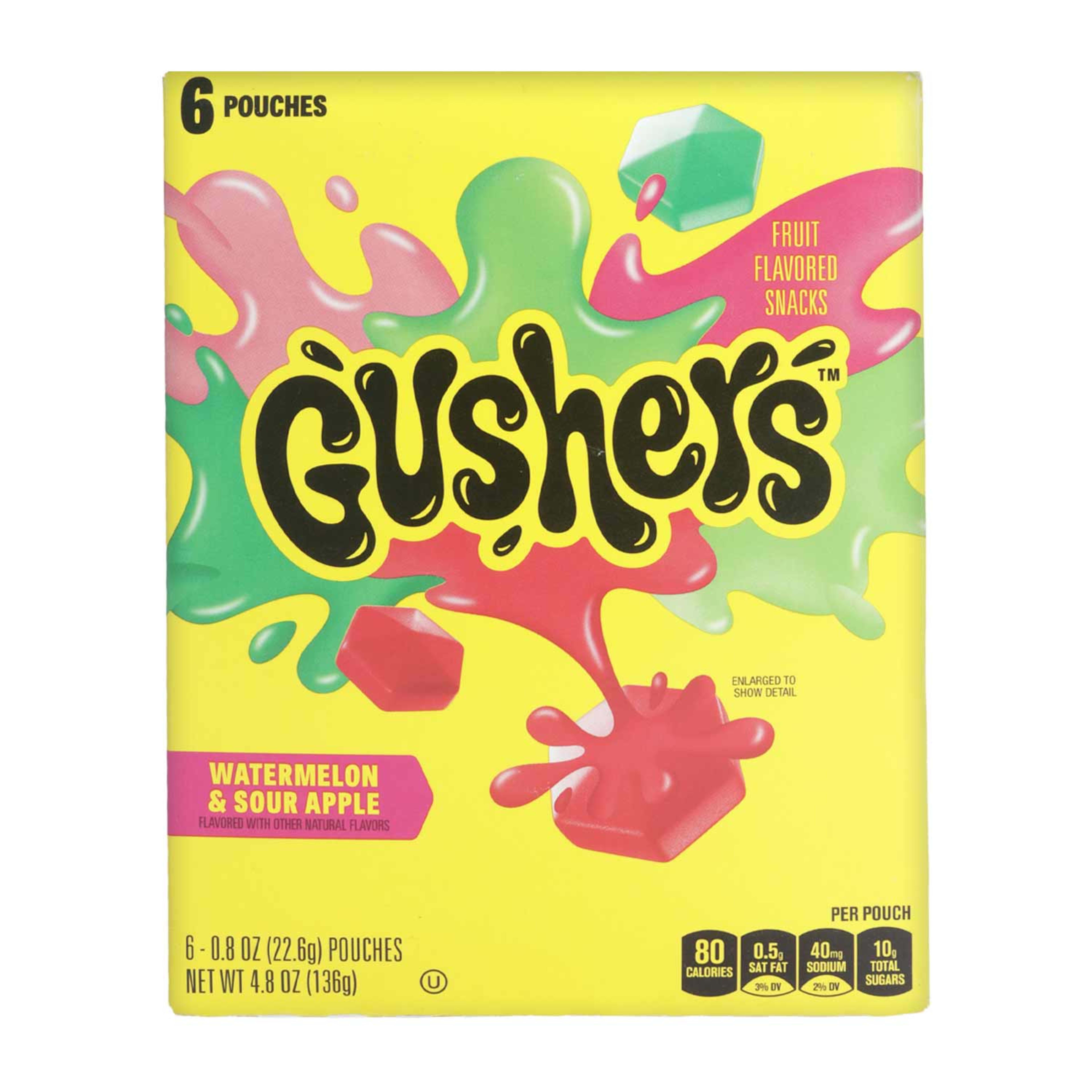 Gushers Fruit Flavored Snacks Watermelon & Sour Apple 6pcs 136gm