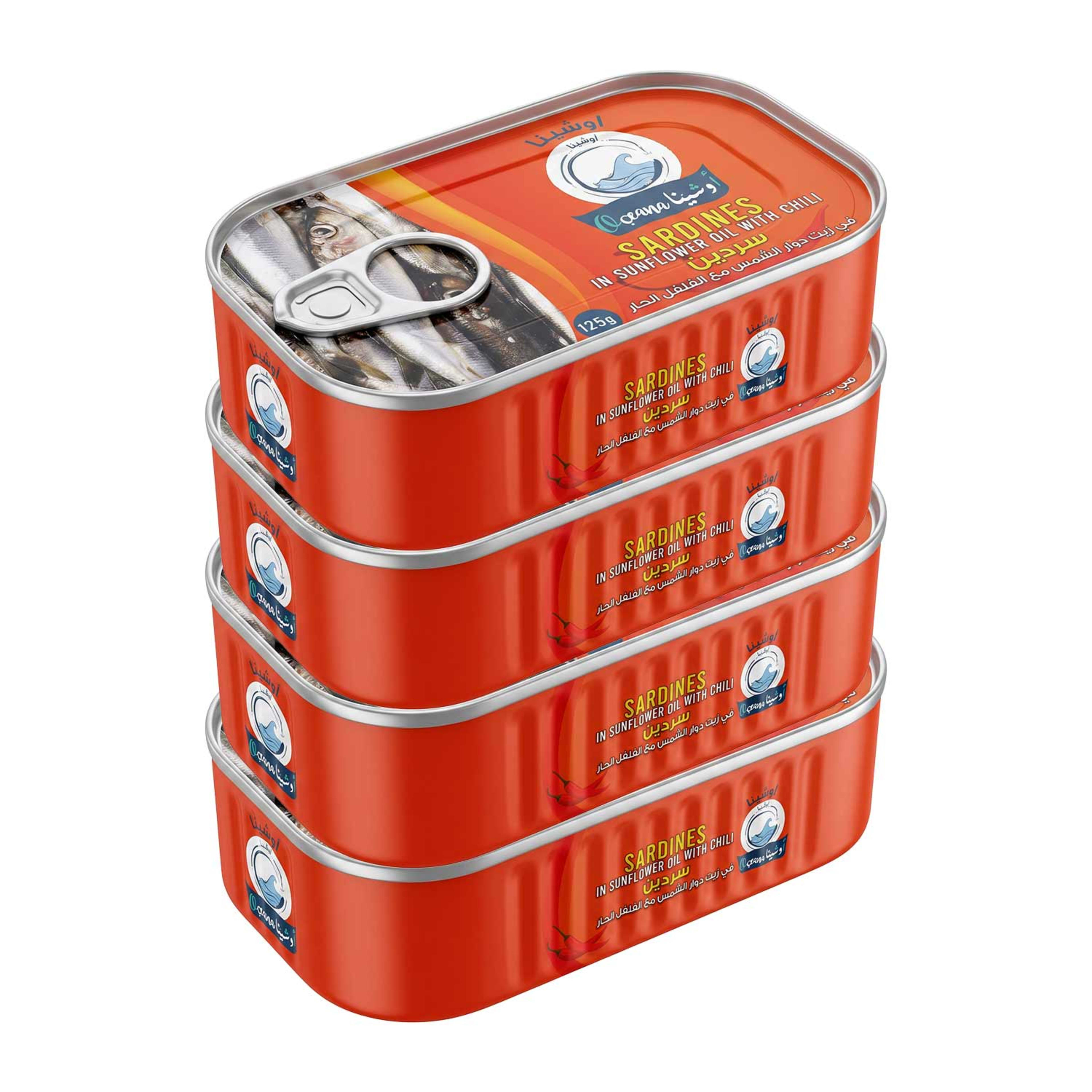 Oceana Sardines in Sunflower Oil with Chili 4x125gm Promo