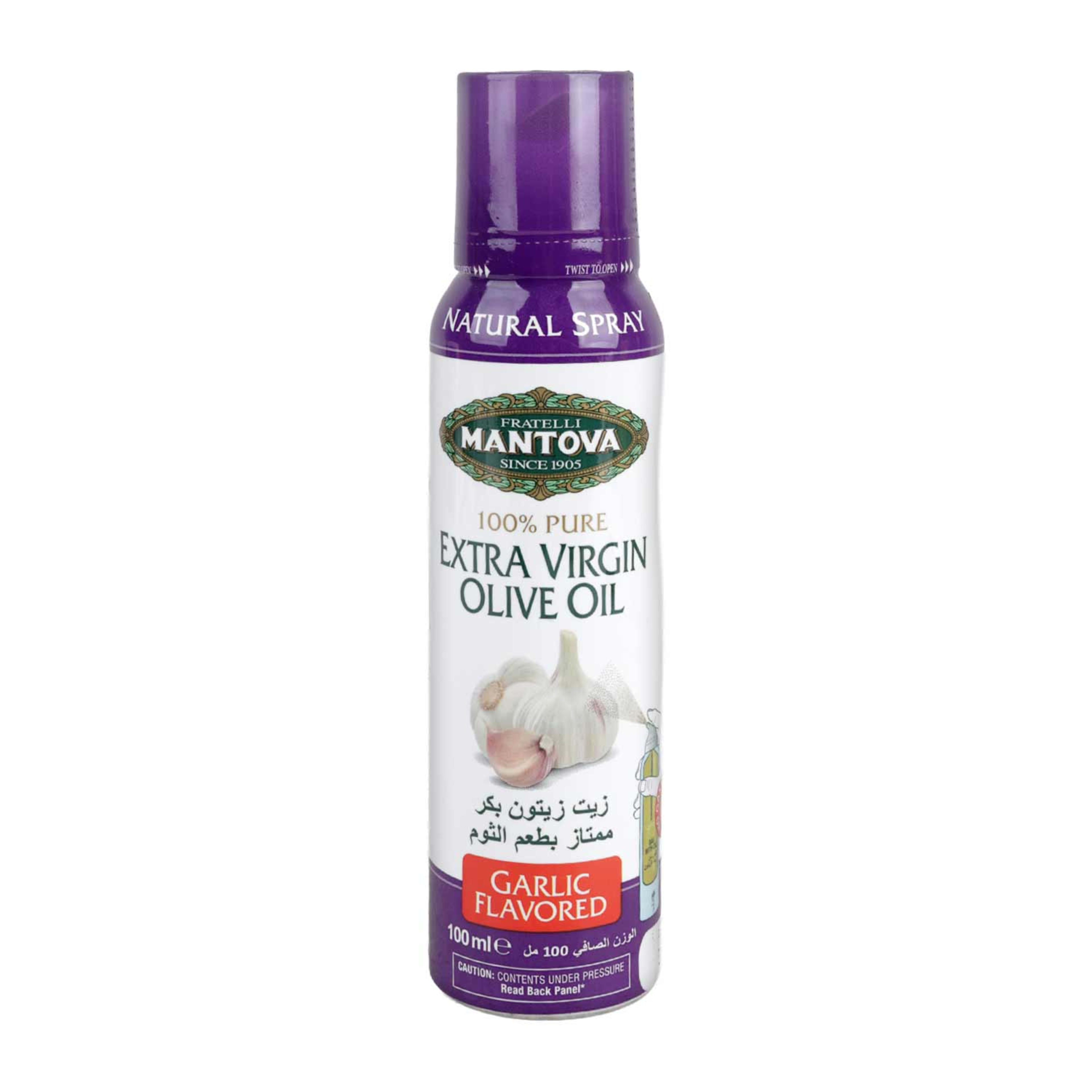 Mantova Extra Virgin Olive Oil Spray Garlic Flavored 100ml