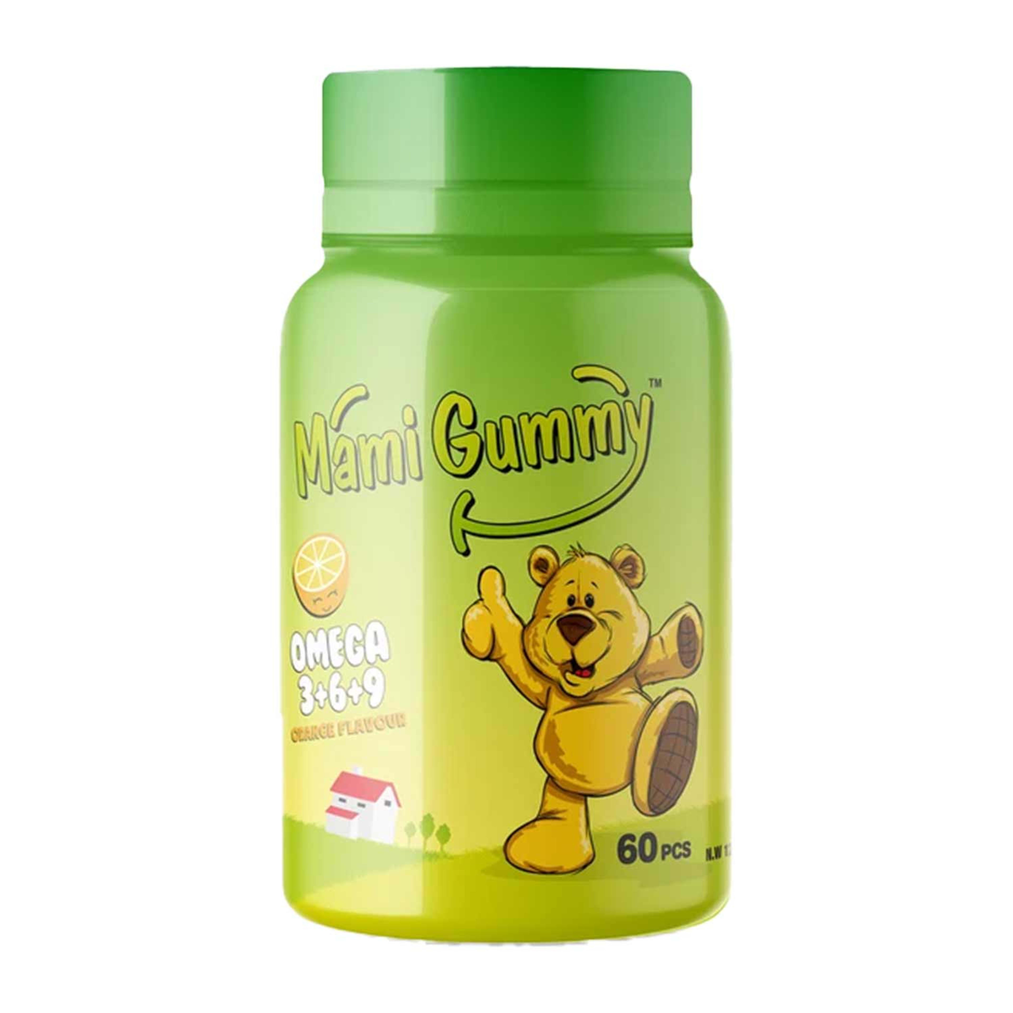 Mami Gummy Omega 3+6+9 Pectin Gummy Bears Orange Flavour 60pcs 120gm
