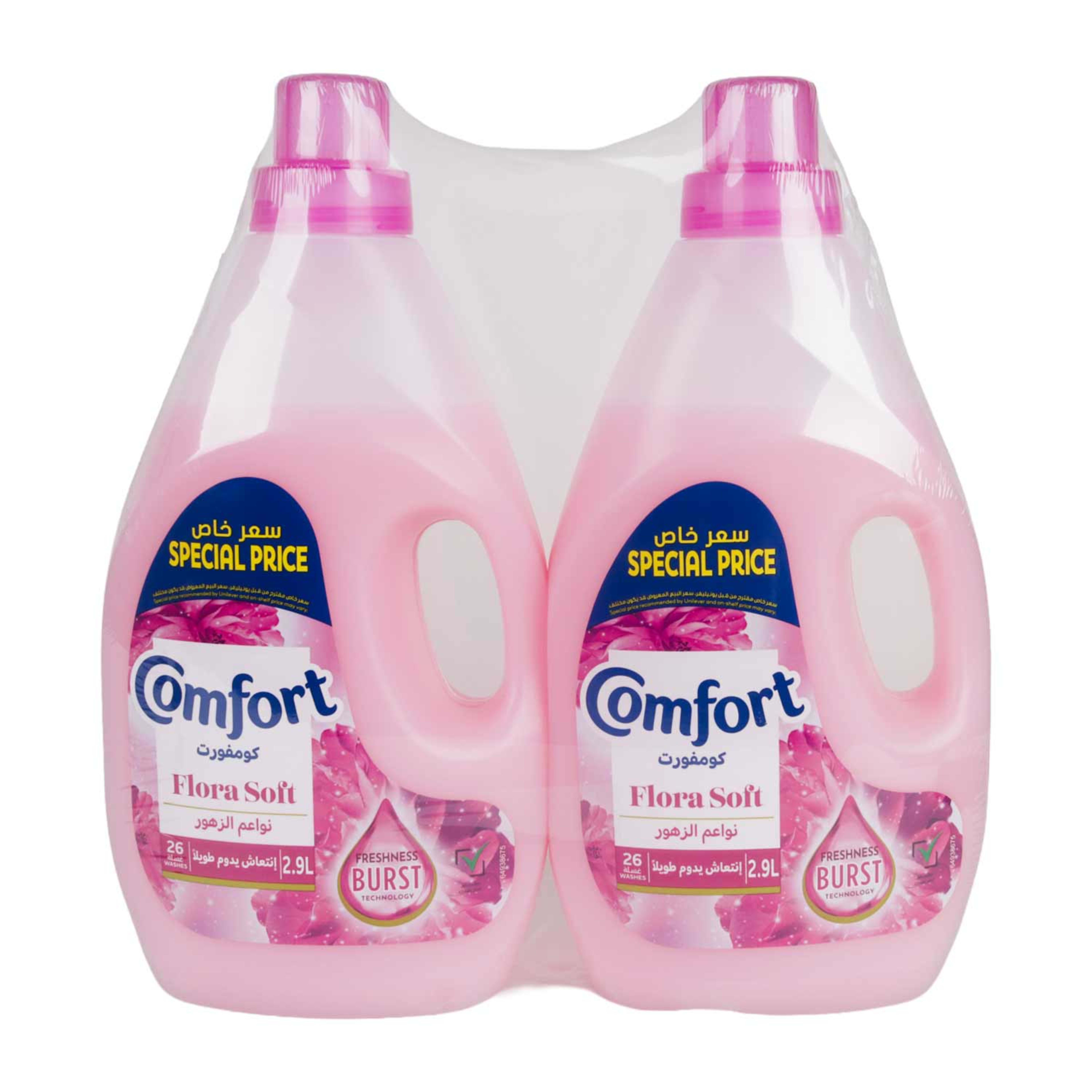 Comfort Fabric Softener Flora Soft Pink 2x2.9ltr Promo
