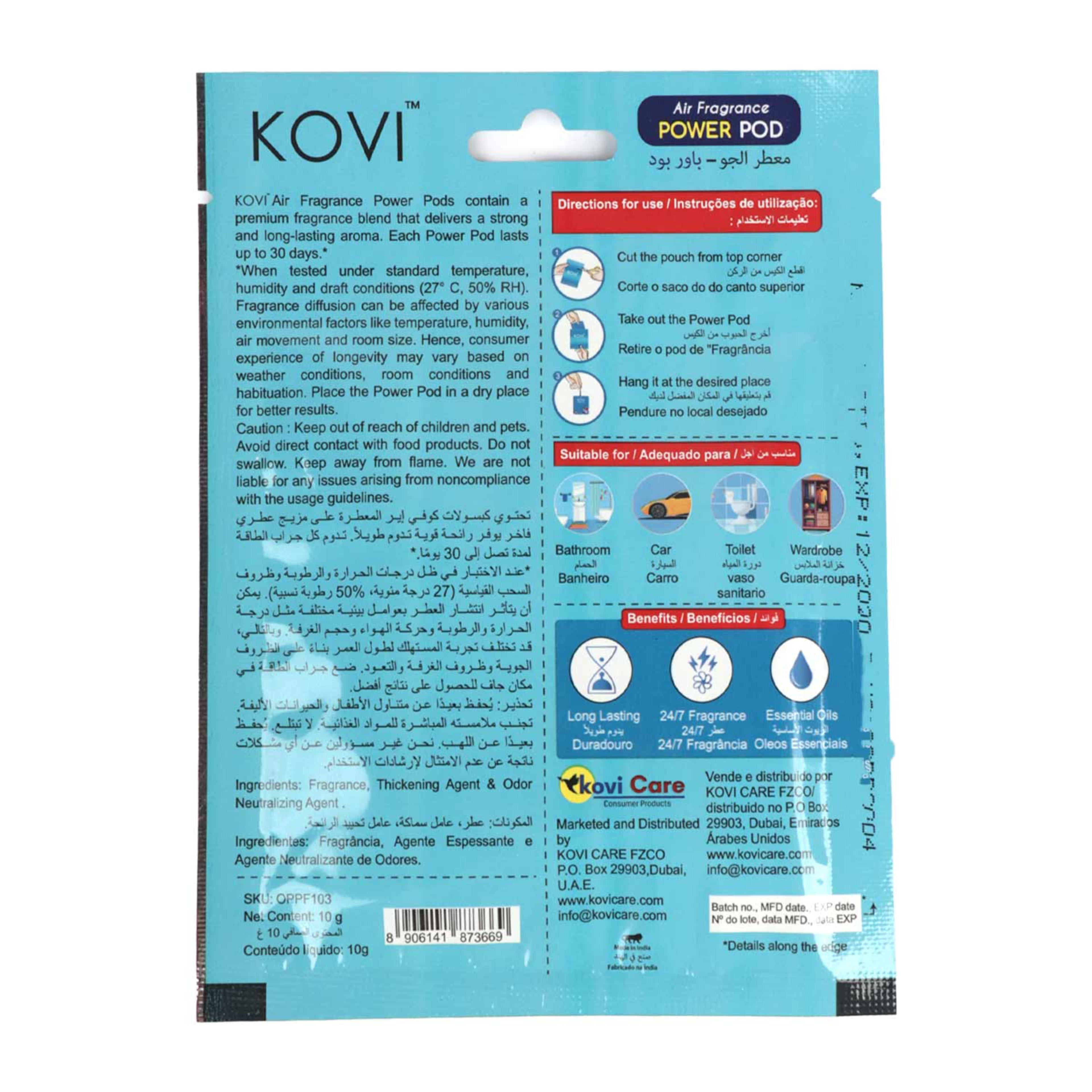 Kovi Power Pod Ocean Splash Bathroom & Car Fragrance 10gm - image 2