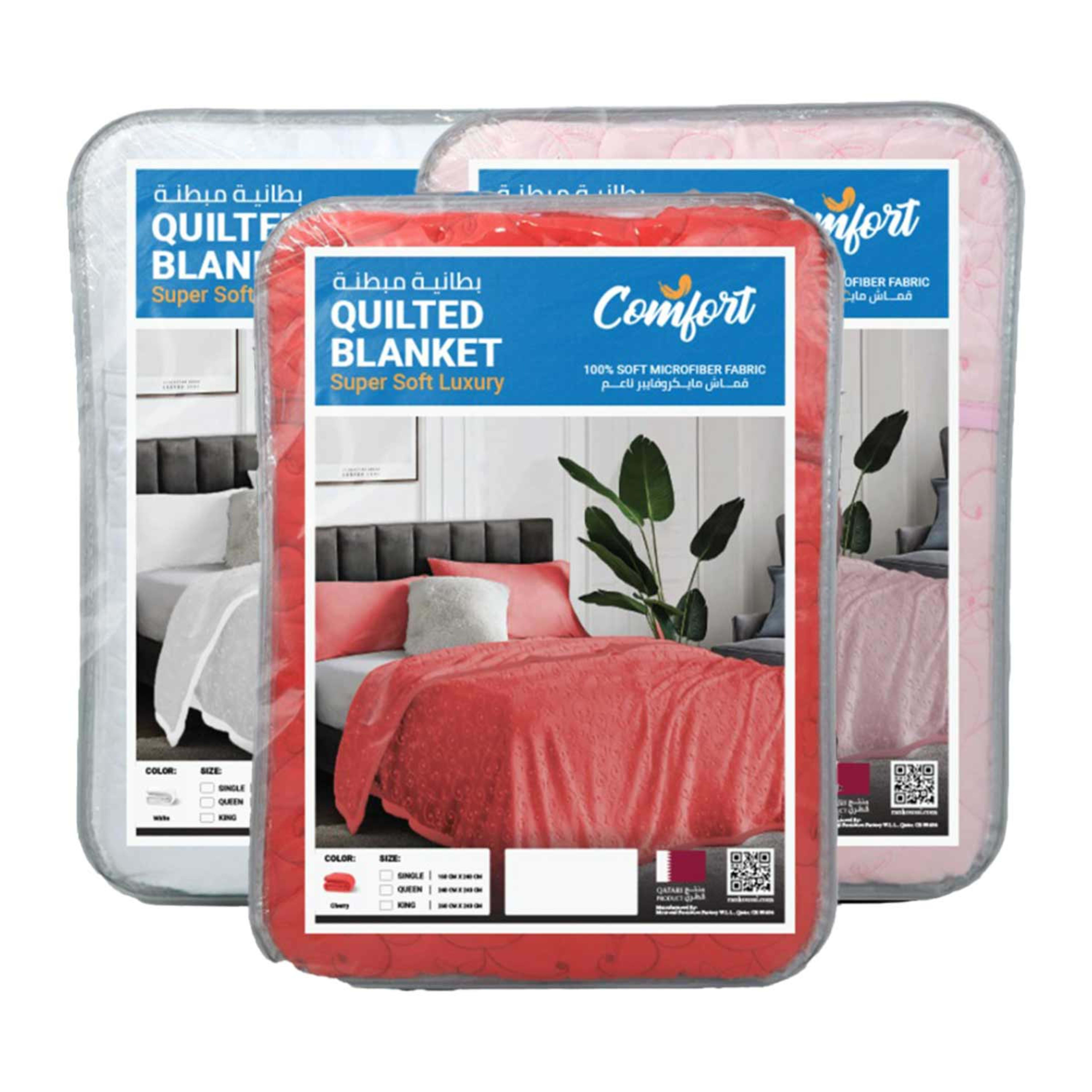 Comfort Single Quilted Blanket Assorted 160x240cm