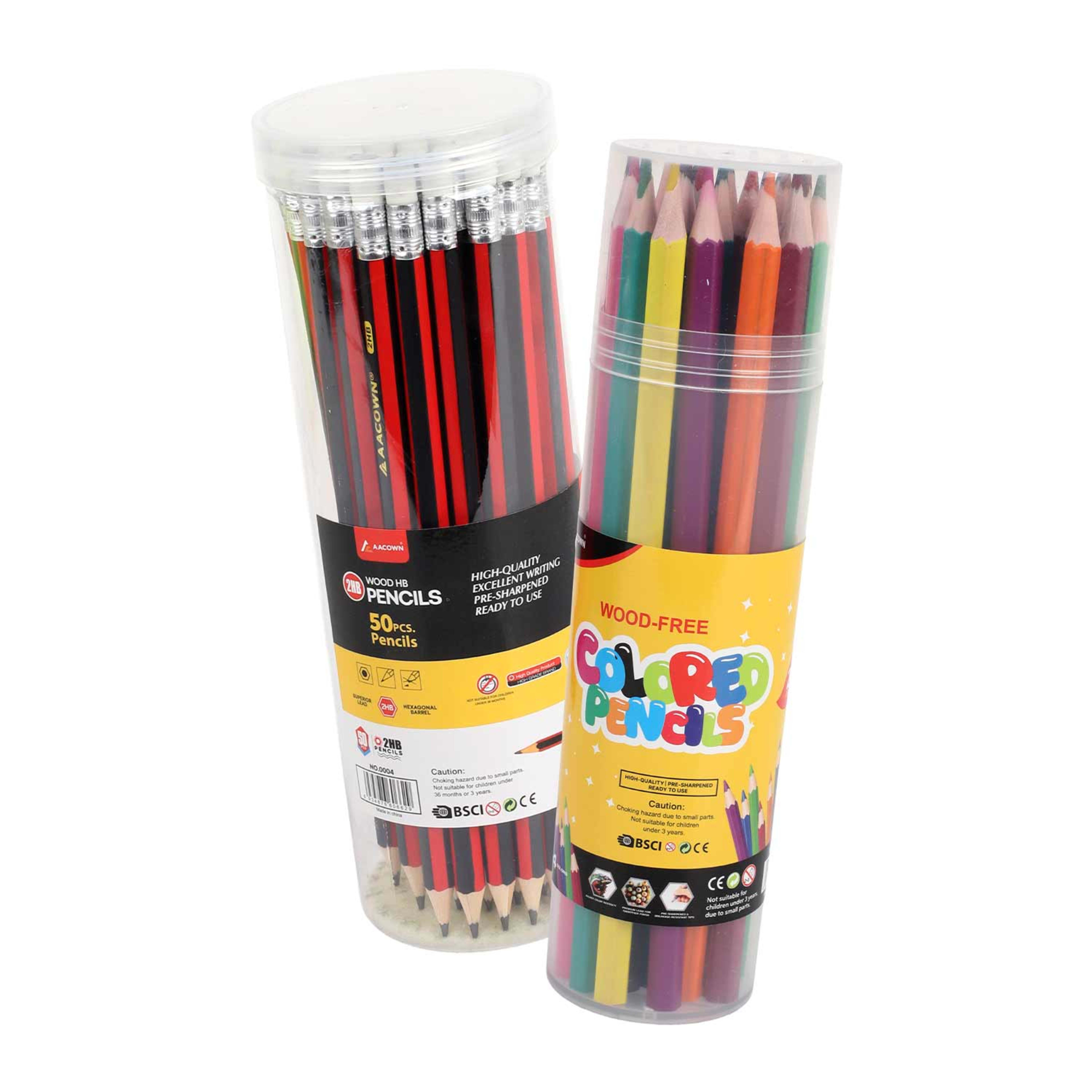 Aacown Wood Hb Pencil 50pcs+color Pencil 24pcs