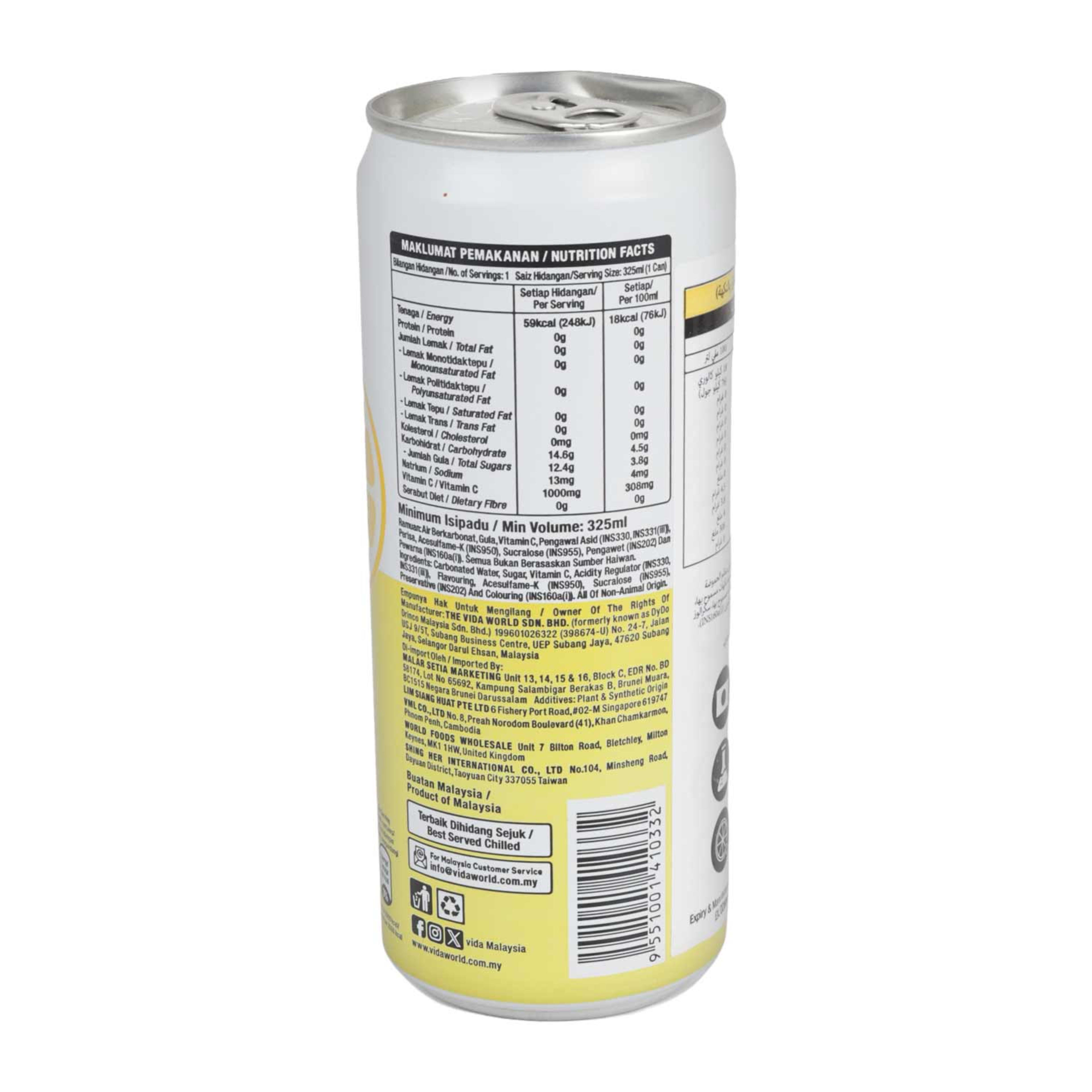 Vida Vitamin C Lemon Sparkling Flavoured Drink 325ml - image 2
