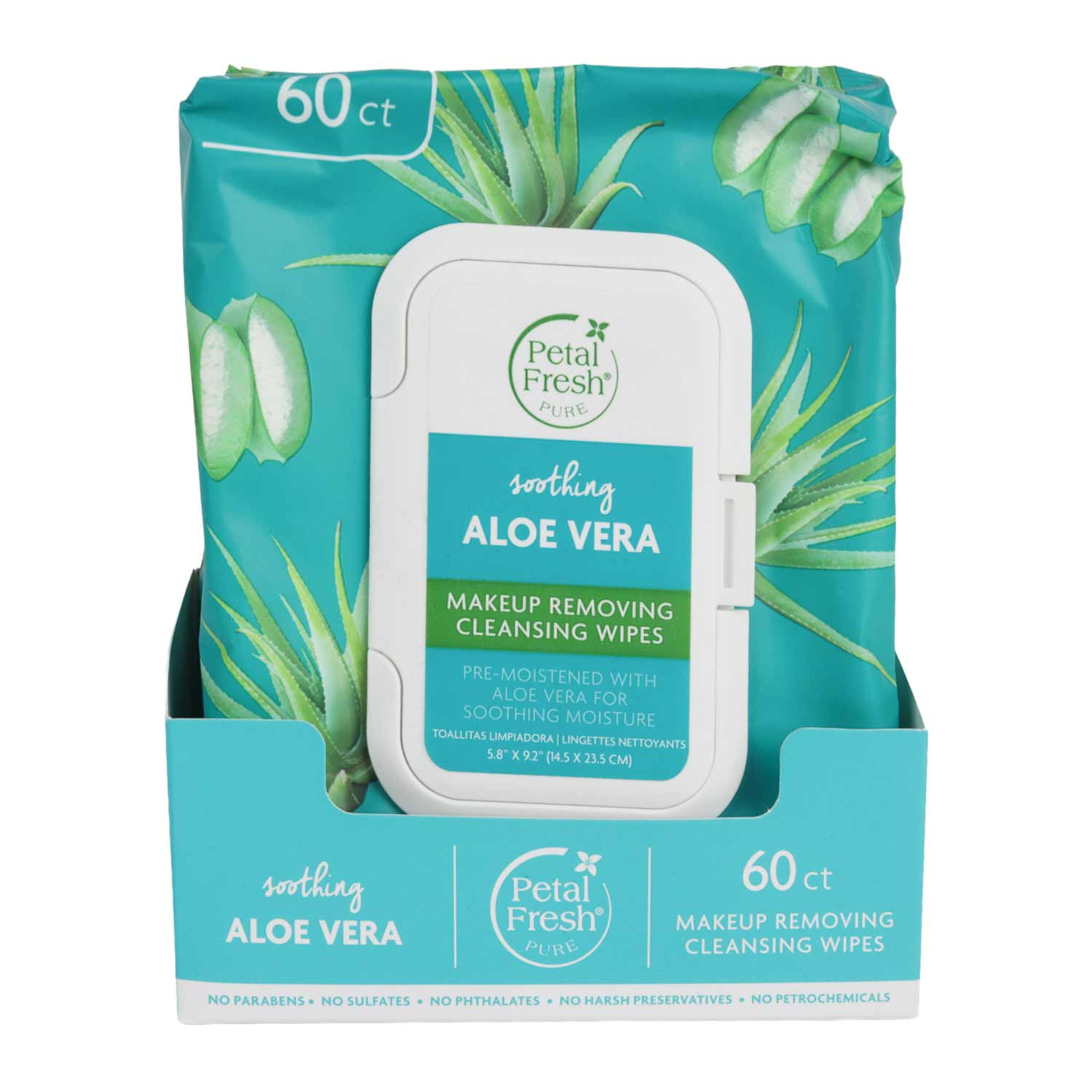 Petal Fresh Soothing Aloe Vera Make up Removing Cleasing Wipes 60pcs