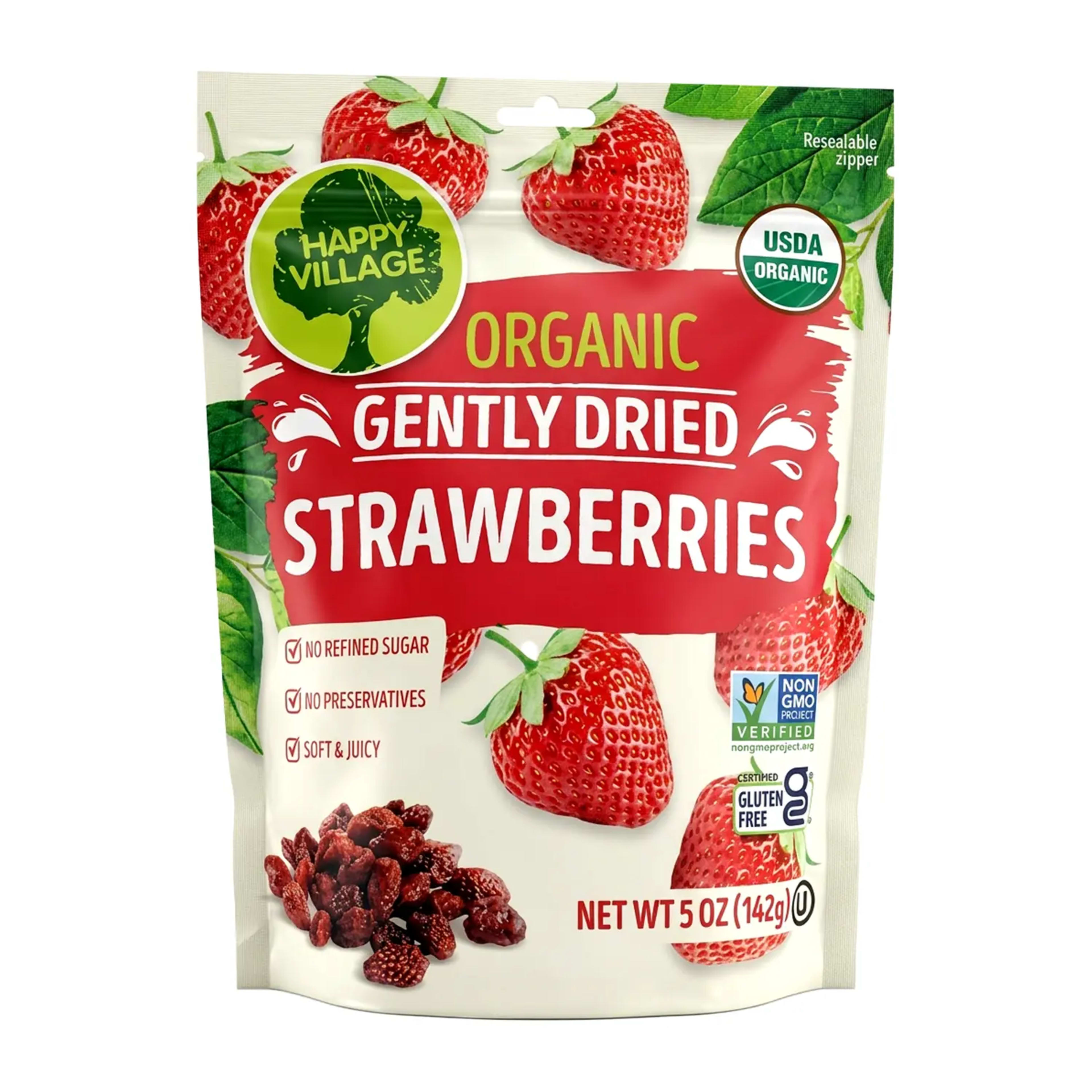 Happy Village Organic Gently Dried Strawberries 142gm